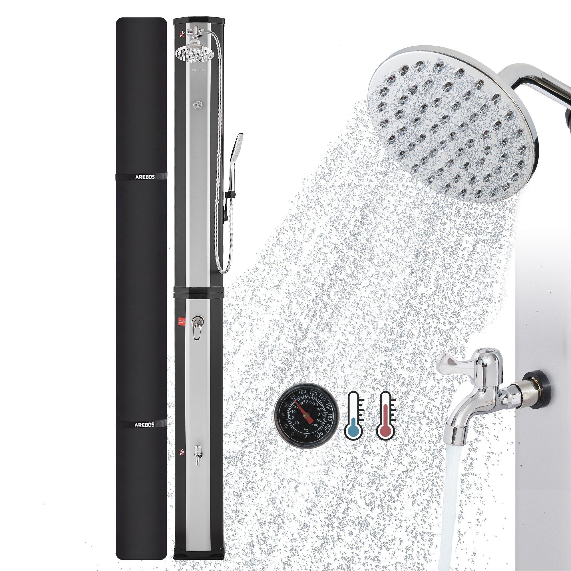 Arebos Solardusche 60 L, mit Handbrause günstig online kaufen