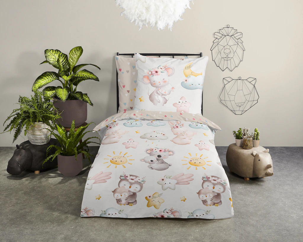 good morning Babybettwäsche »Hugss«, Baumwolle, Renforcé, 2 Teilig, Wendeop günstig online kaufen