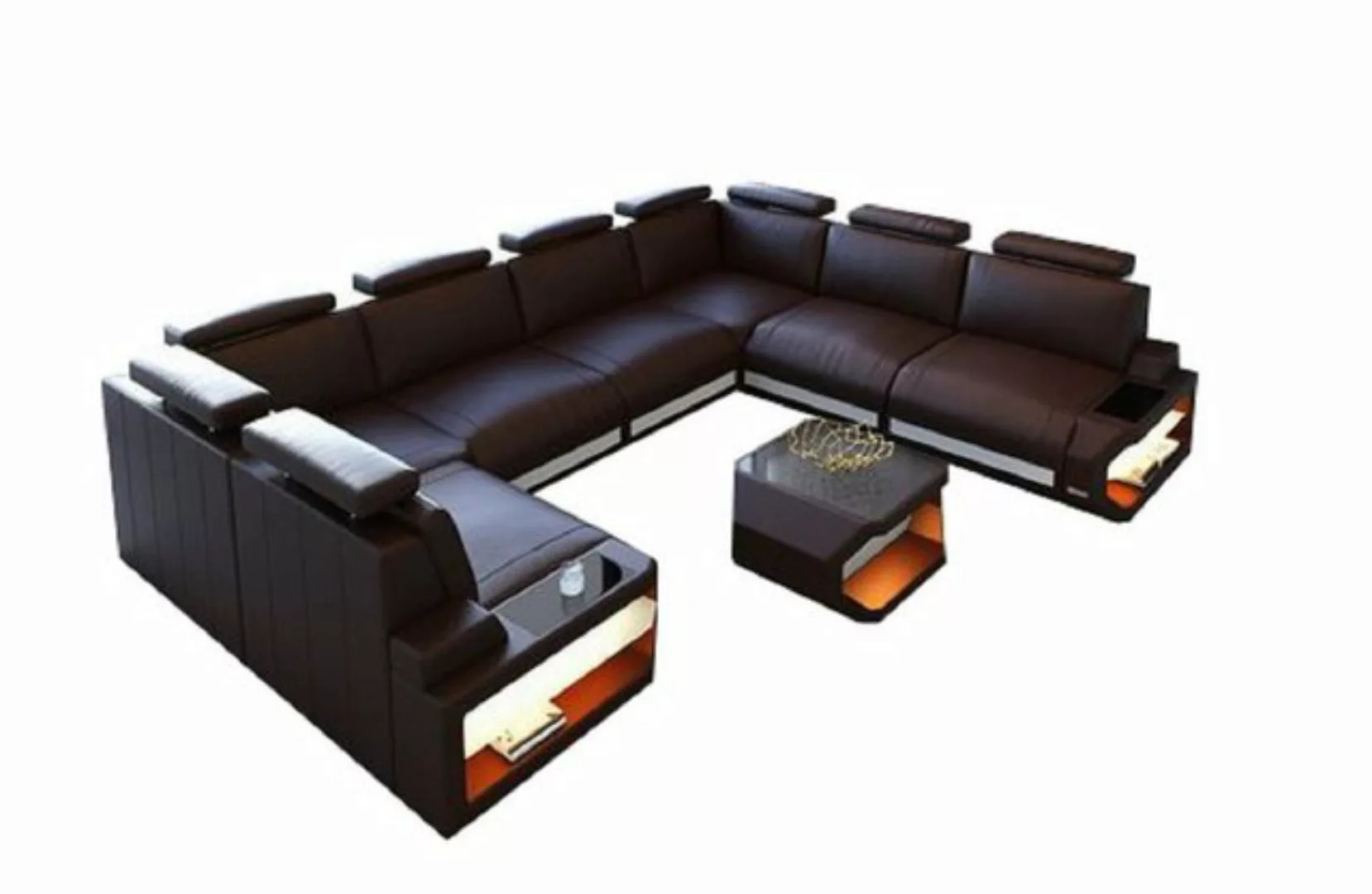 Sofa Dreams Wohnlandschaft Leder Couch Sofa Siena U Form Ledersofa, U-Form günstig online kaufen