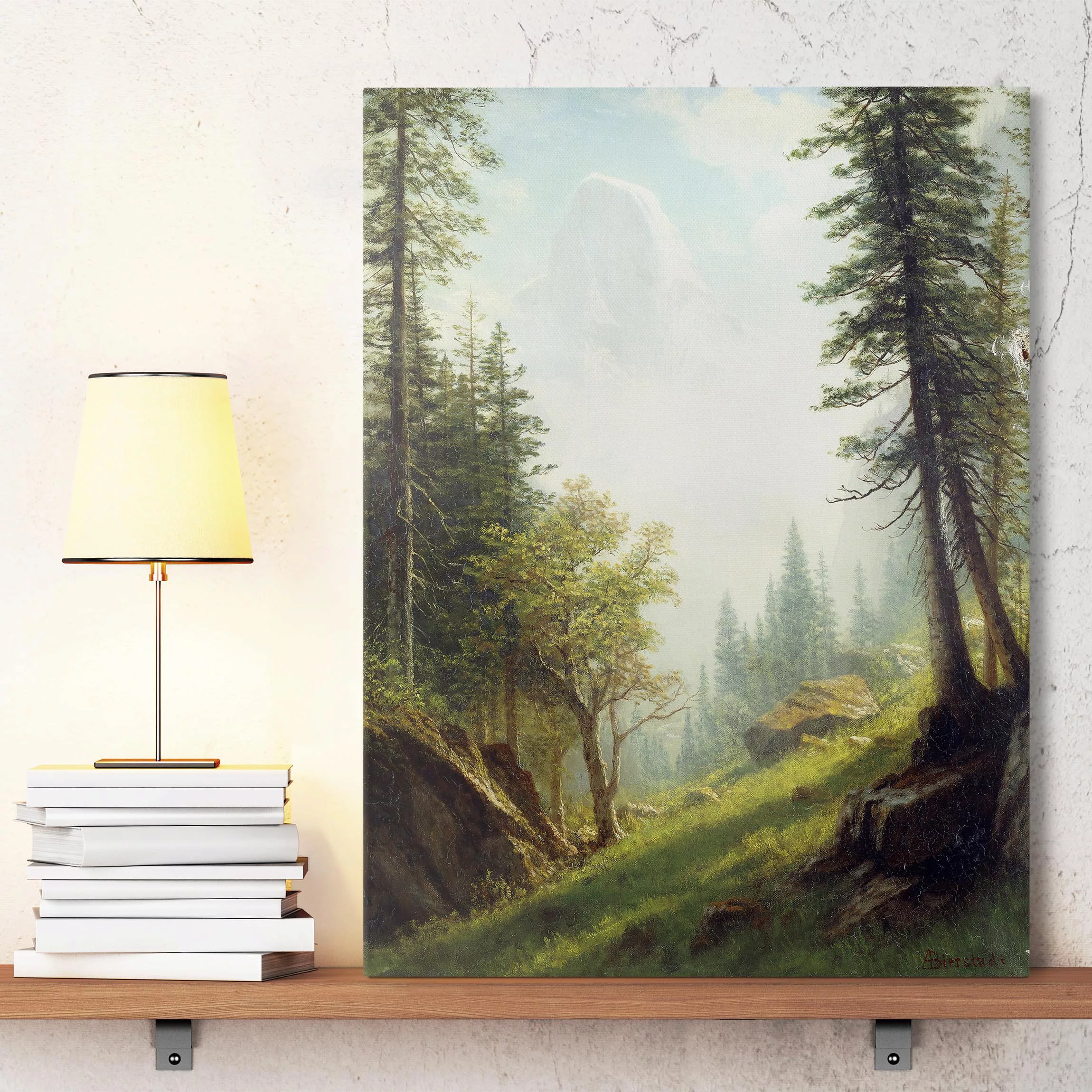 Leinwandbild Kunstdruck - Hochformat Albert Bierstadt - In den Berner Alpen günstig online kaufen