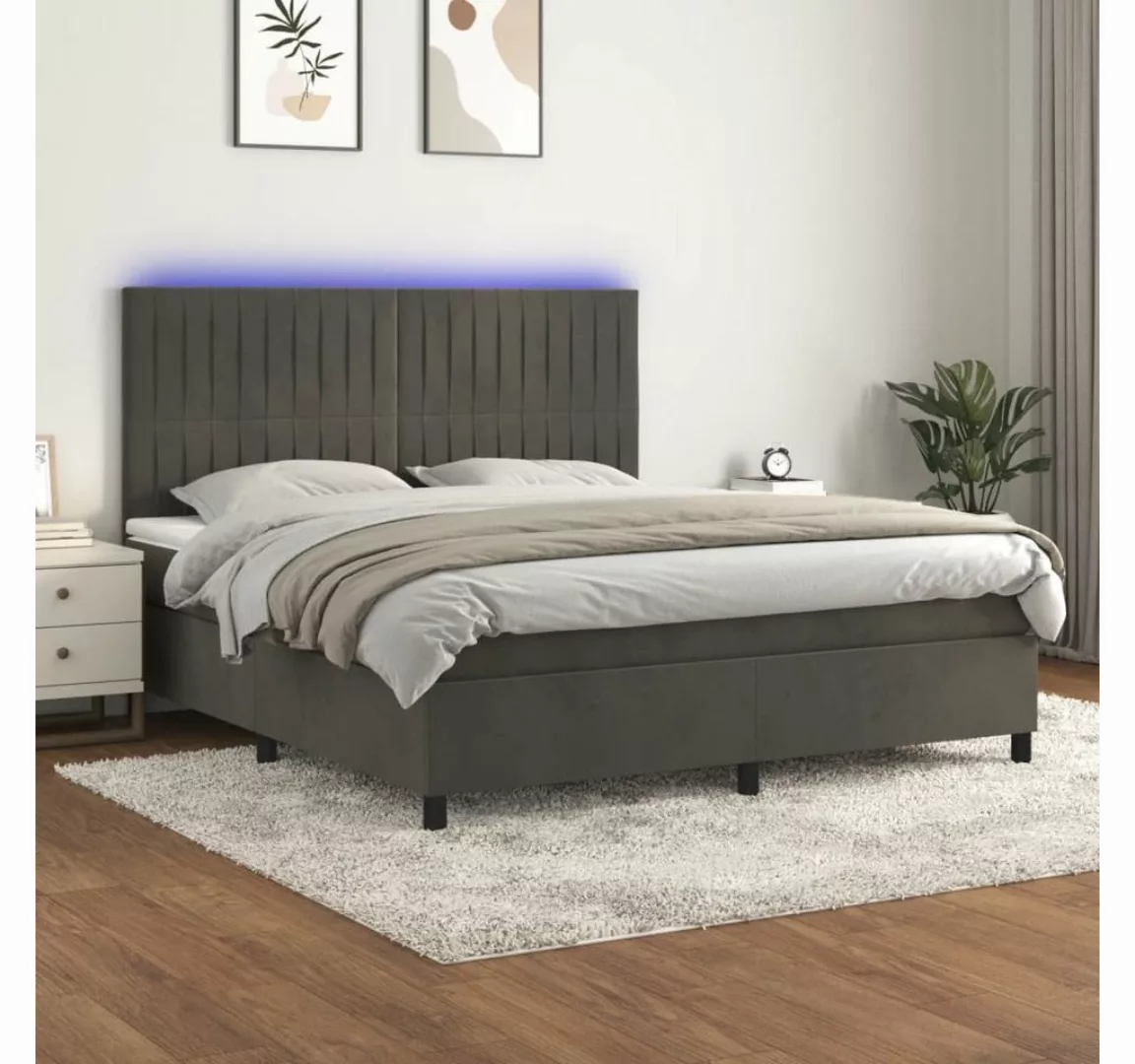 vidaXL Boxspringbett Boxspringbett mit Matratze LED Dunkelgrau 160x200 cm S günstig online kaufen