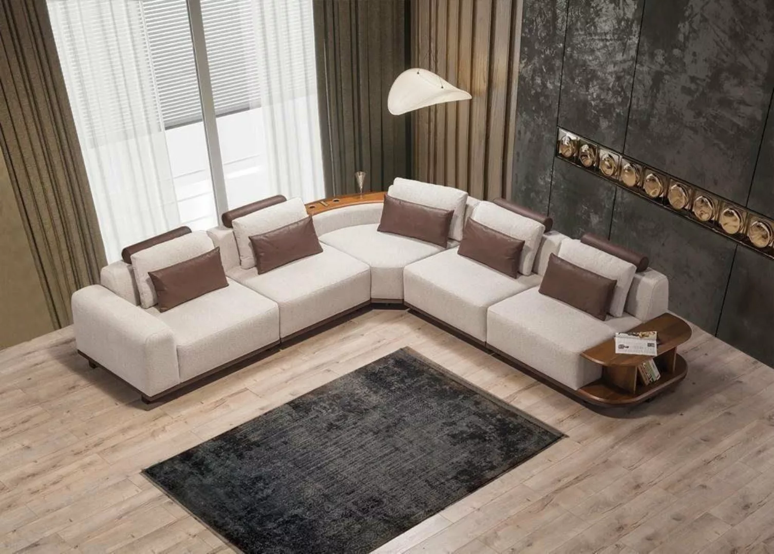 JVmoebel Ecksofa Beiges Modulsofa Designer Ecksofas L-Form Couchen Wohnzimm günstig online kaufen