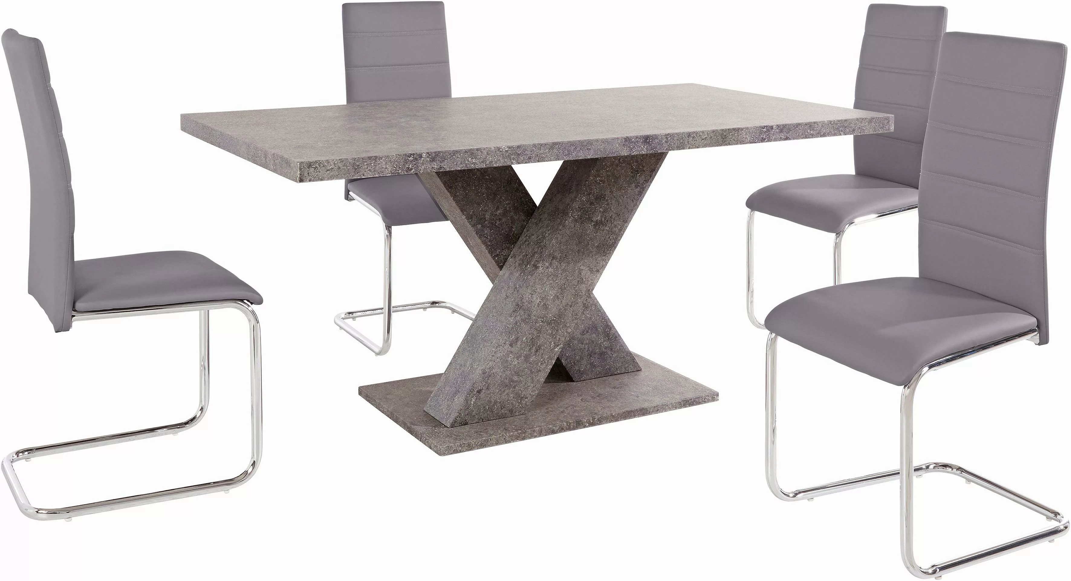 INOSIGN Essgruppe, (Set, 5 tlg.), mit 4 Stühlen und Tisch in Zement-Optik günstig online kaufen