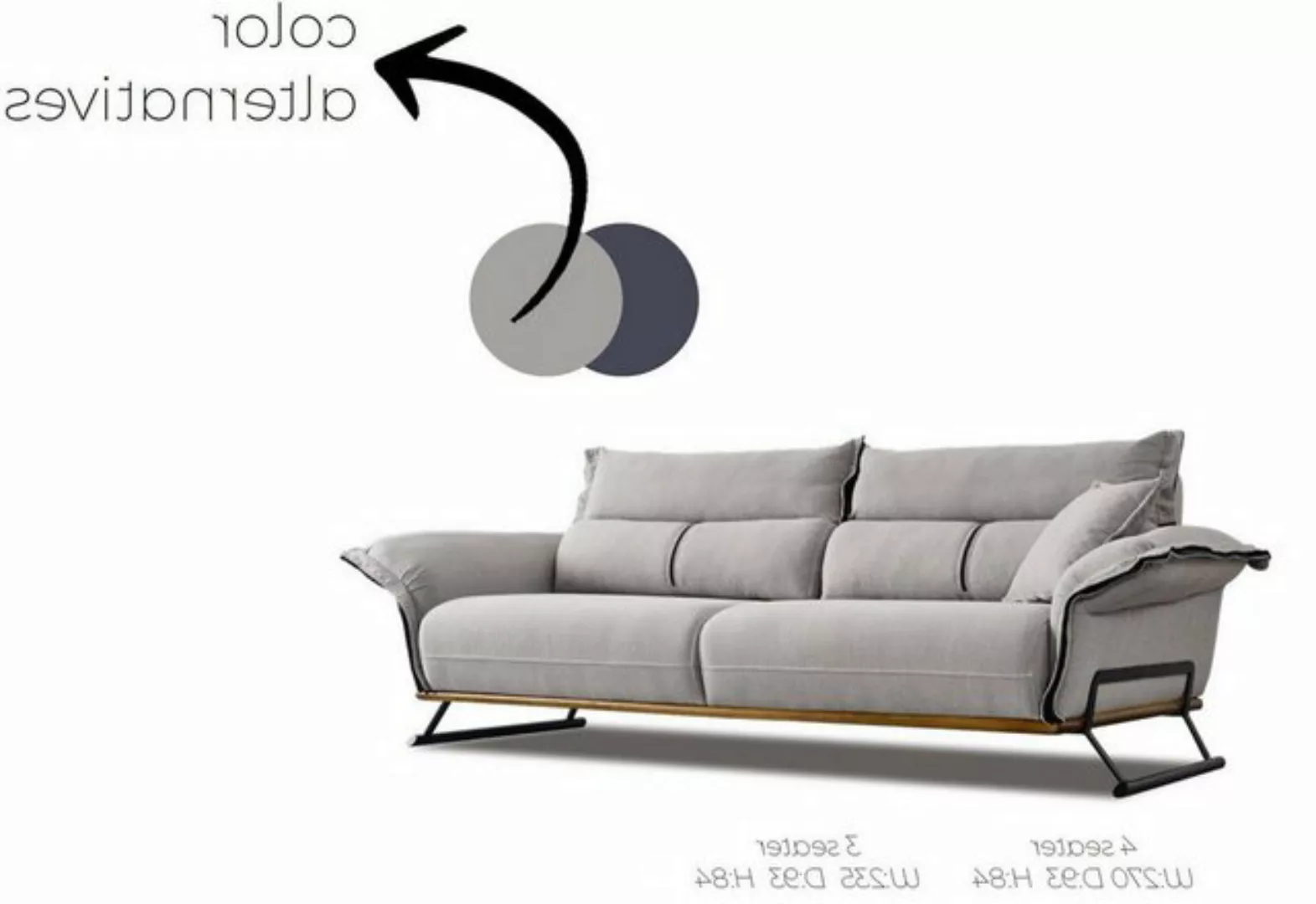 Xlmoebel Sofa Neuzeitliches Design-Sofa mit drei Sitzplätzen, Einsitzer zum günstig online kaufen