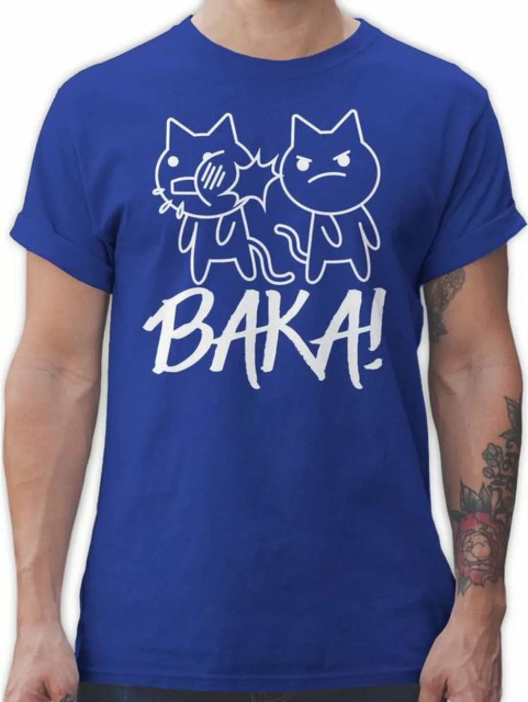 Shirtracer T-Shirt Baka! mit Katzen - weiß Anime Geschenke günstig online kaufen