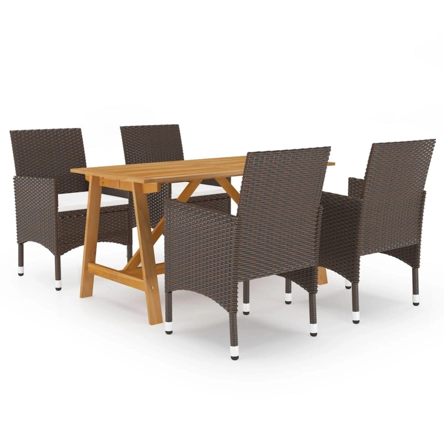vidaXL 5-Tlg Garten-Essgruppe mit Kissen Braun 3095888 günstig online kaufen