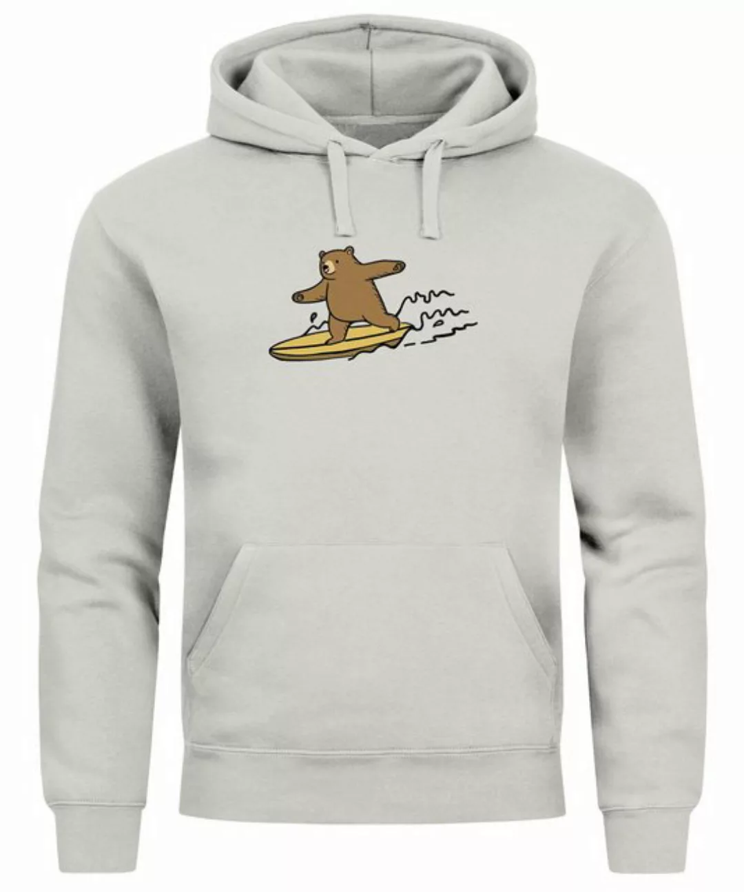 Neverless Hoodie Hoodie Herren Print Bär Surfing Bear Aufdruck Motiv Kapuze günstig online kaufen