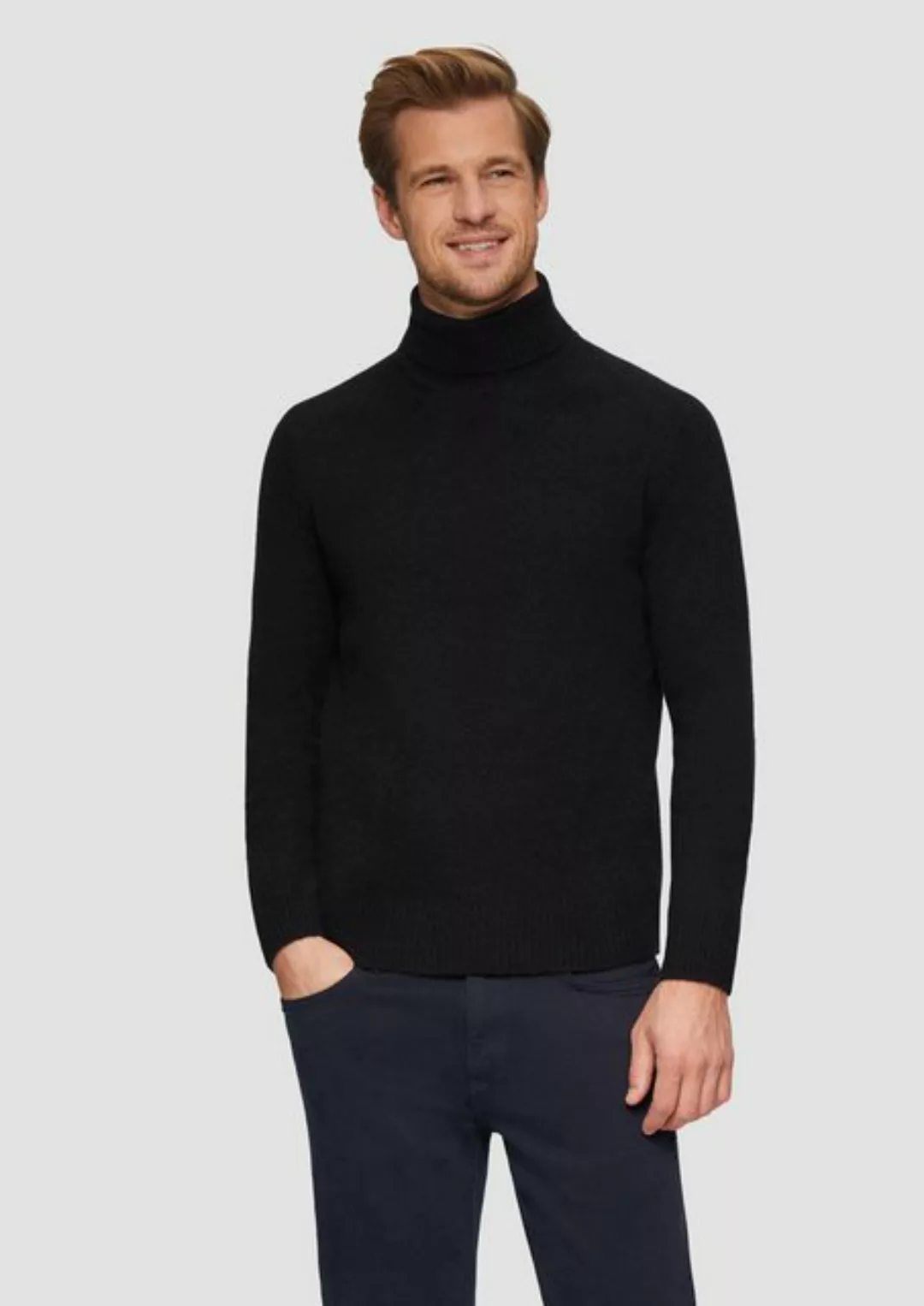 s.Oliver Strickpullover Rollkragenpullover aus reiner Wolle Rippblende günstig online kaufen