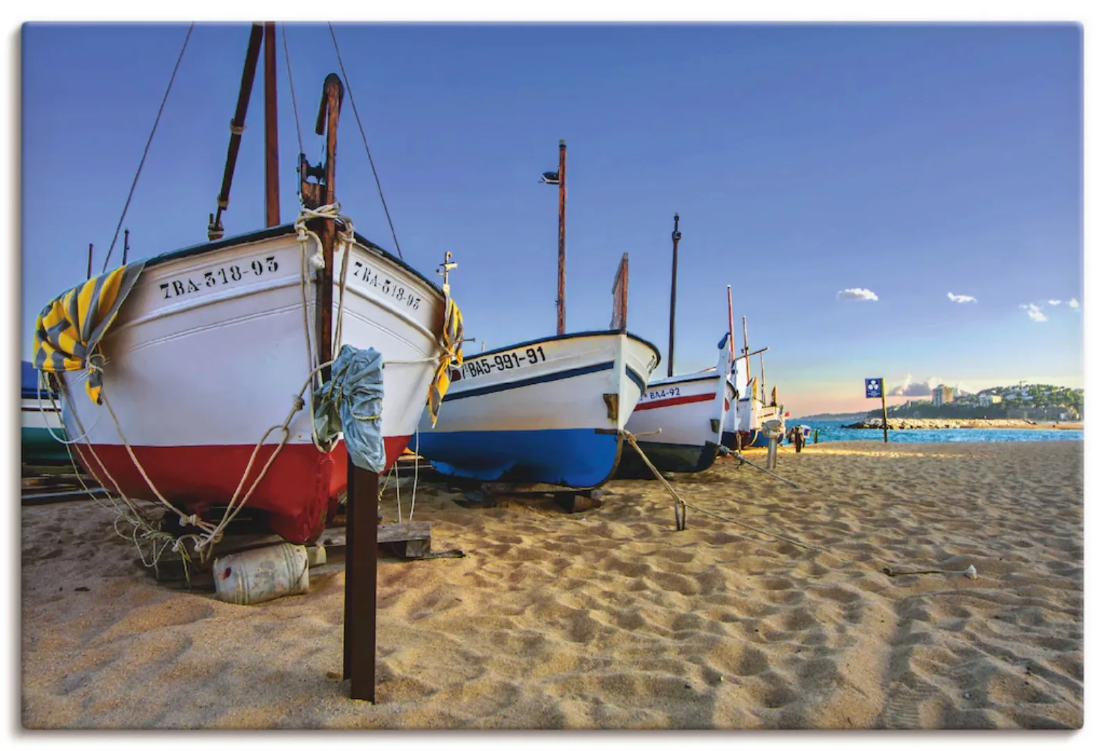 Artland Leinwandbild »Fischerboote am Strand«, Strand, (1 St.), auf Keilrah günstig online kaufen