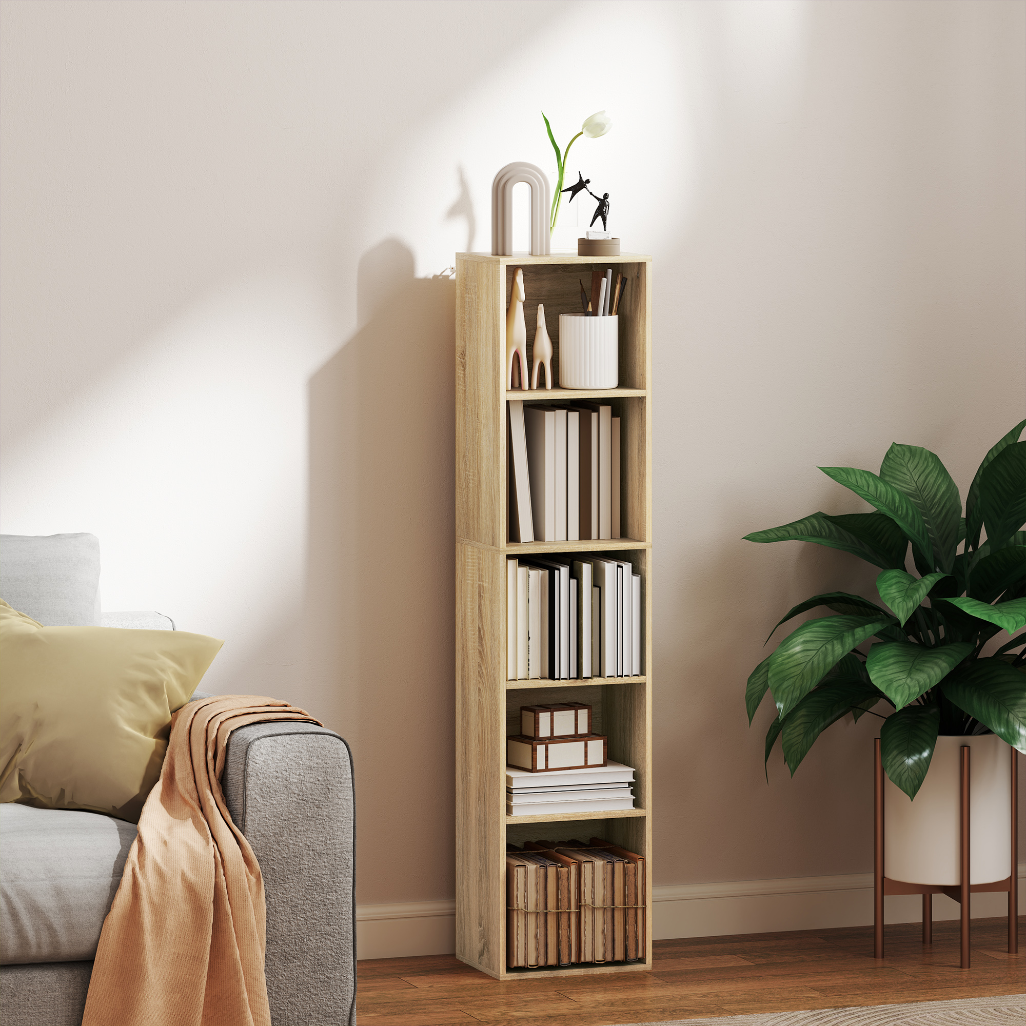 HOMCOM Bücherregal, Aufbewahrungsregal 5 Ebenen, Regal mit verstellbaren Re günstig online kaufen