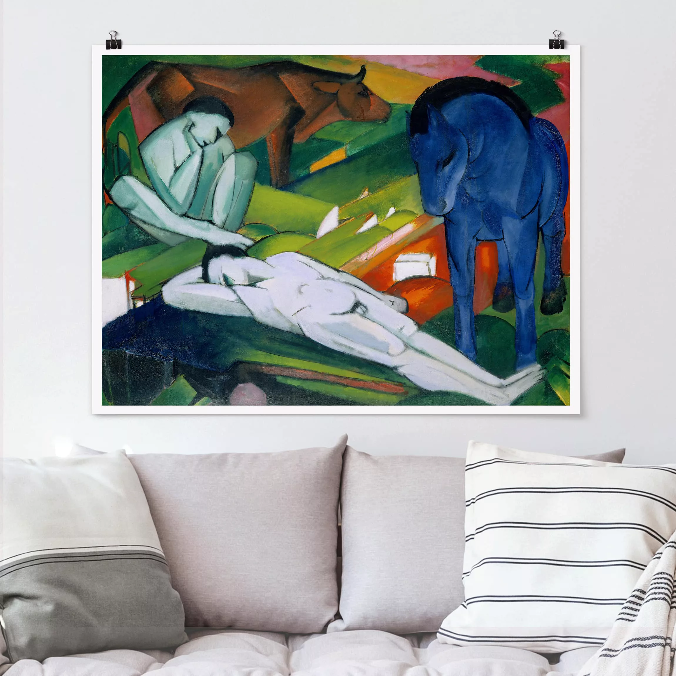 Poster Kunstdruck - Querformat Franz Marc - Hirten günstig online kaufen