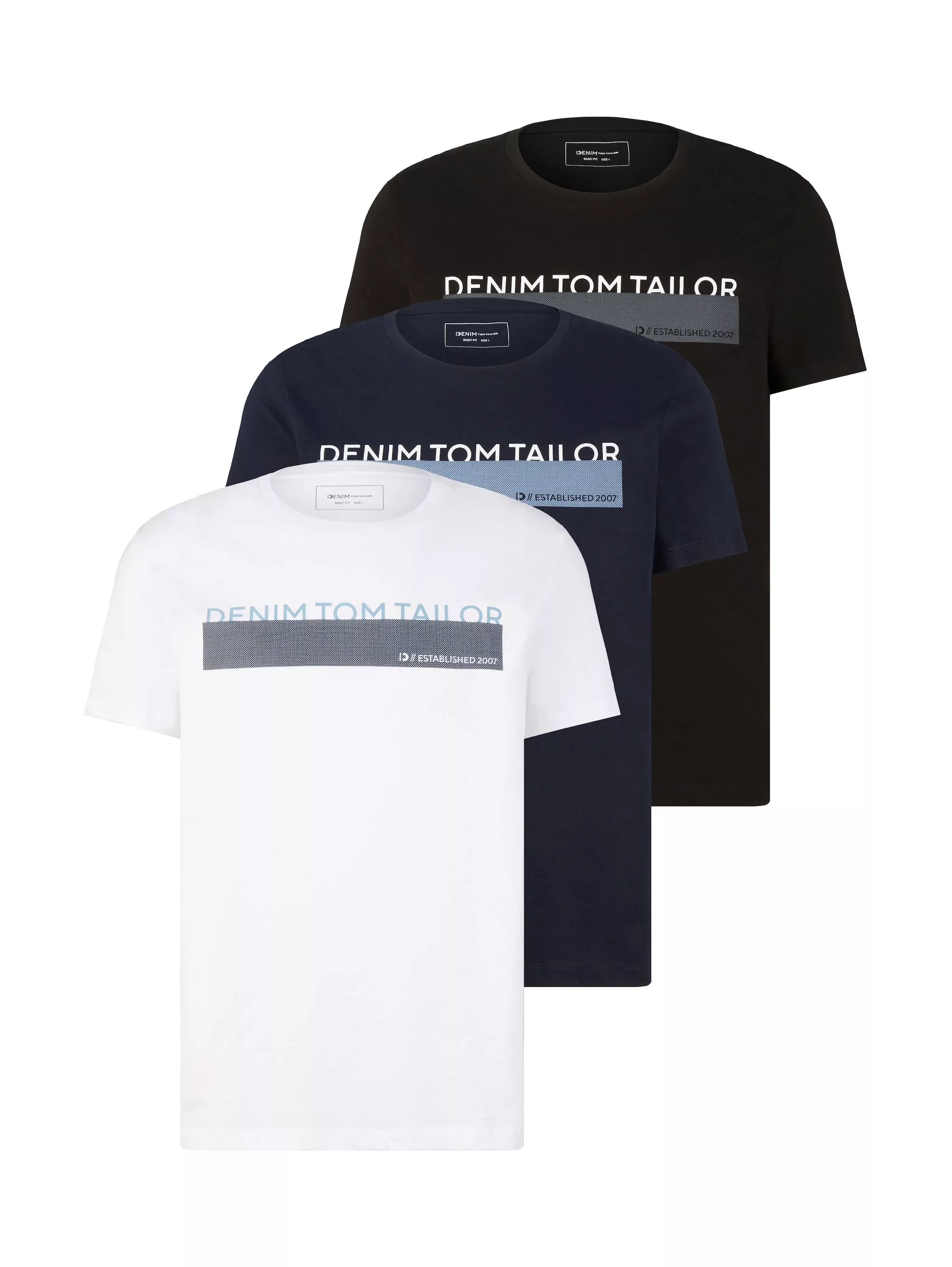 TOM TAILOR Denim T-Shirt (Packung, 3-tlg) in verschiedenen Farben günstig online kaufen