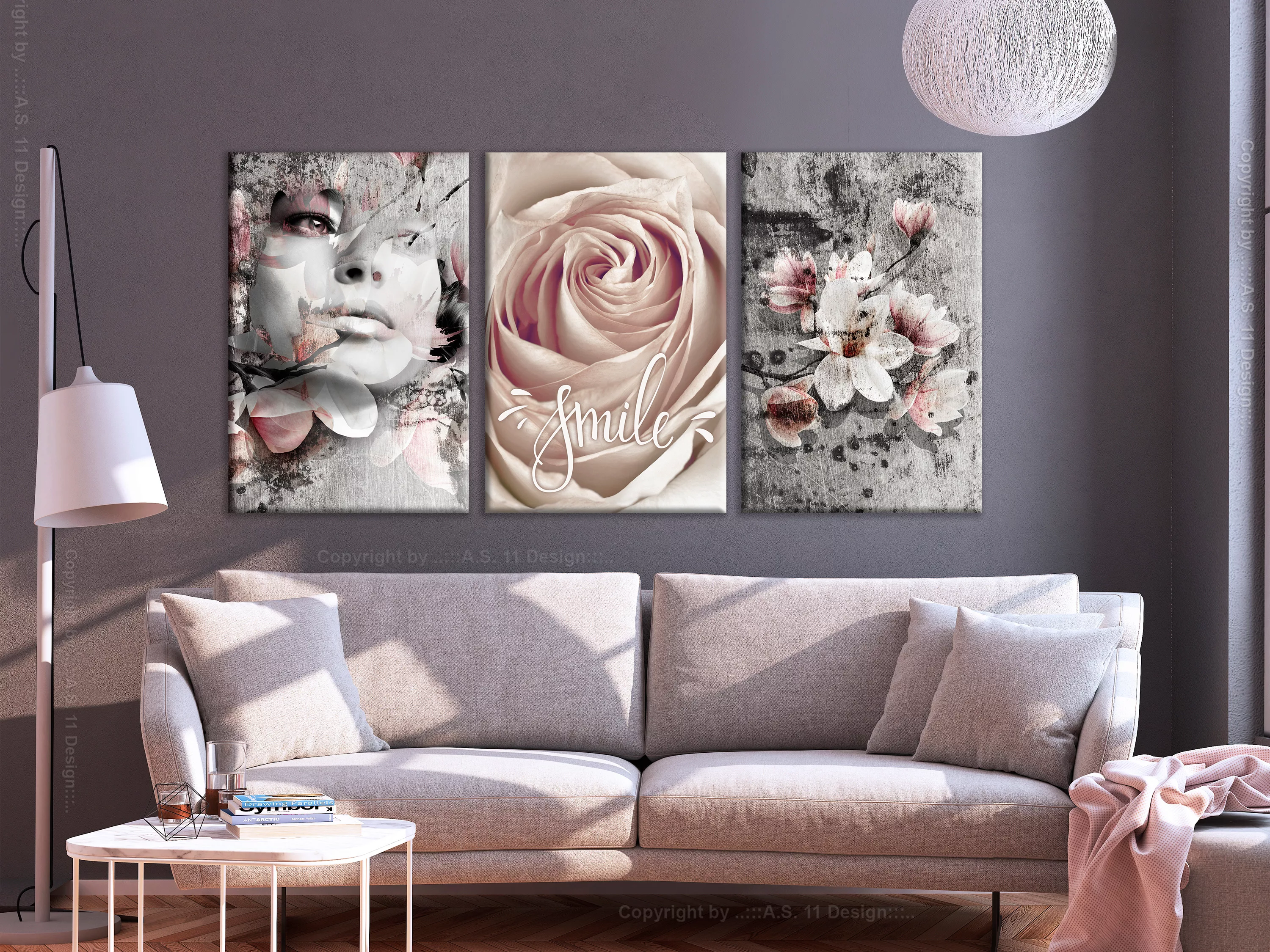 Wandbild - Floral Smile (3 Parts) günstig online kaufen