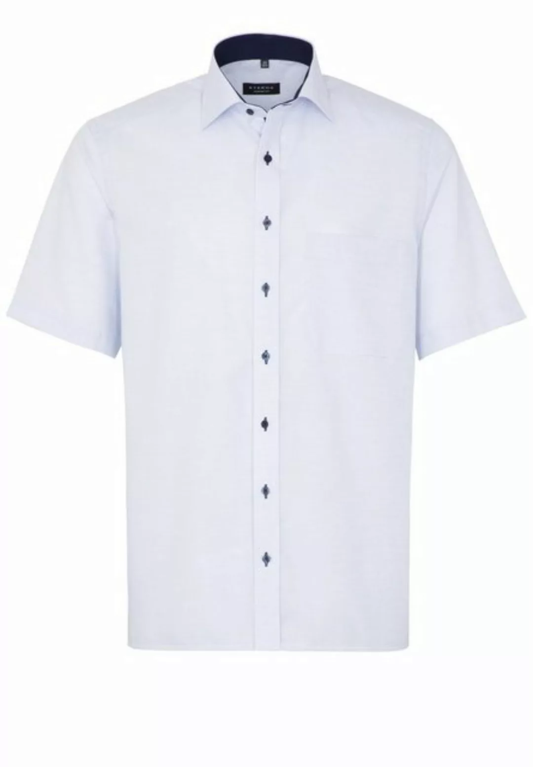 Eterna Klassische Bluse ETERNA COMFORT FIT Kurzarm Hemd hellblau strukturie günstig online kaufen