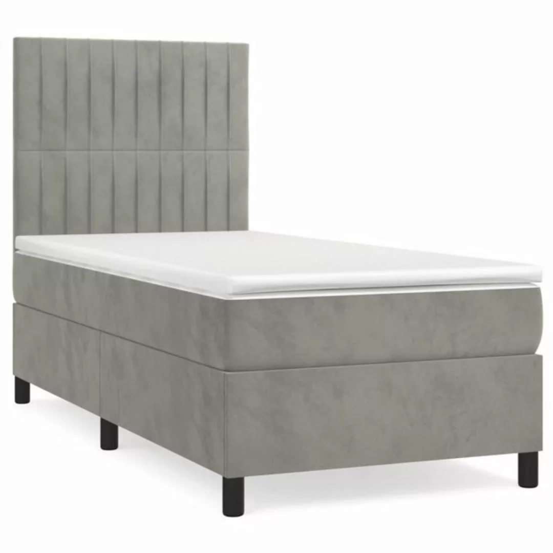 furnicato Bett Boxspringbett mit Matratze Hellgrau 90x190 cm Samt (1-tlg) günstig online kaufen