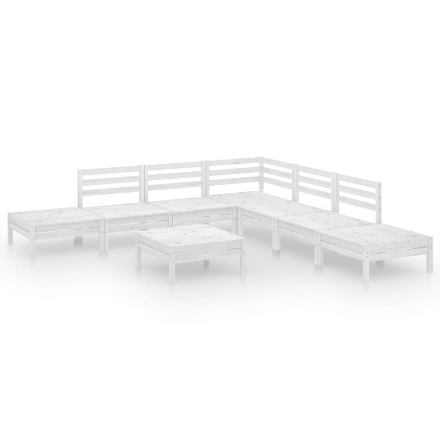 vidaXL 8-tlg Garten-Lounge-Set Massivholz Kiefer Weiß Modell 1 günstig online kaufen