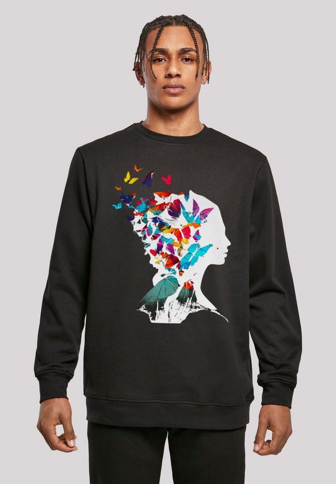 F4NT4STIC Kapuzenpullover Schmetterling Silhouette CREW Print günstig online kaufen