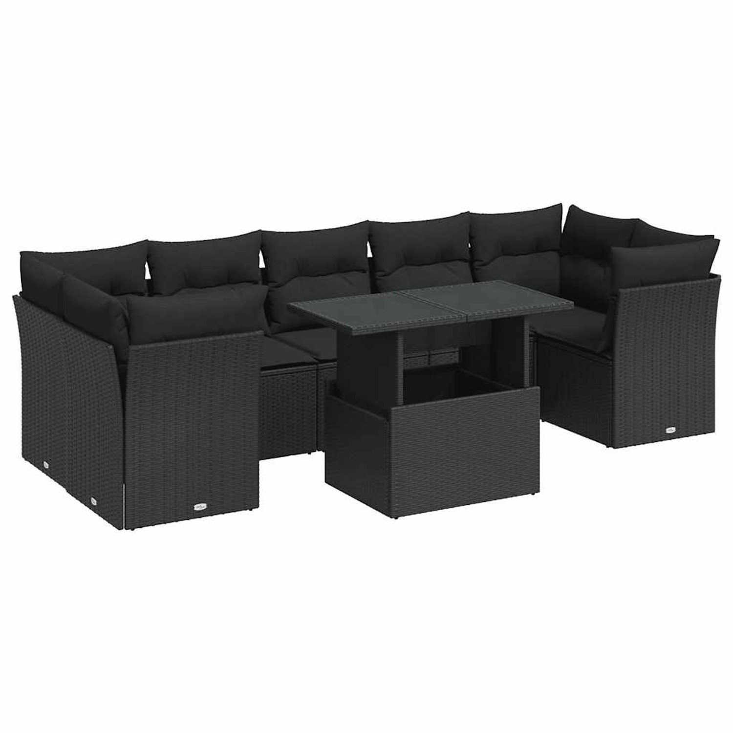 vidaXL 8-Tlg Garten-Sofagarnitur mit Kissen Schwarz Poly Rattan 3326116 günstig online kaufen