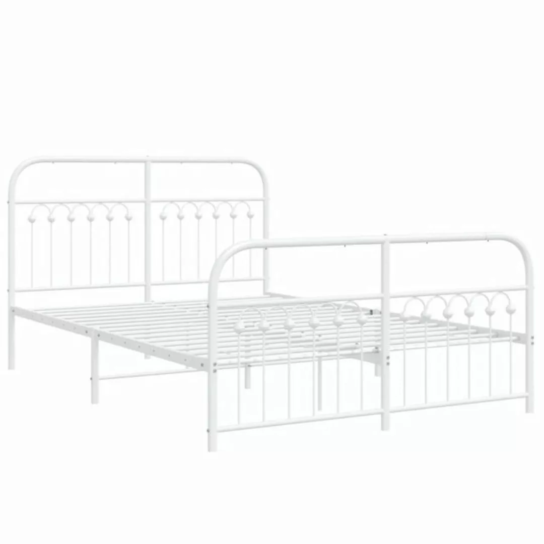 vidaXL Bett Bettgestell mit Kopf- und Fußteil Metall Weiß 140x200 cm günstig online kaufen
