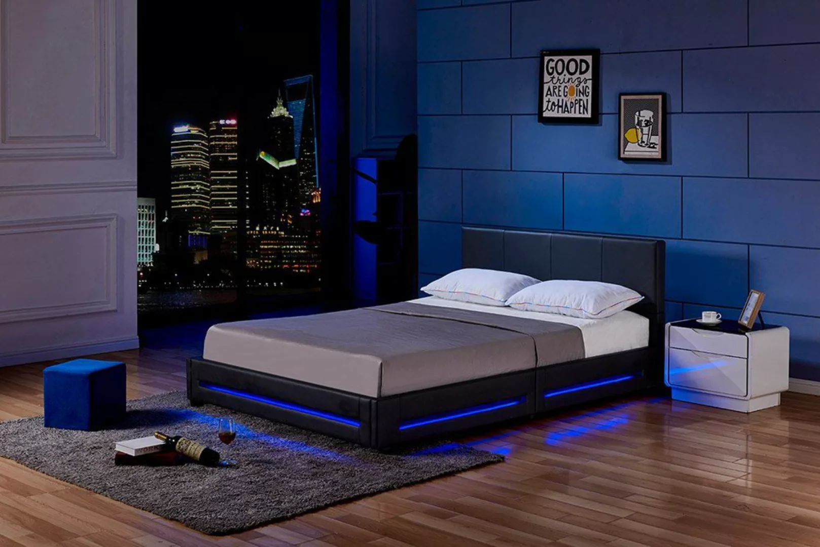 HOME DELUXE Bett LED Bett ASTEROID (Set, 2-tlg., inkl. Lattenrost & LED Bel günstig online kaufen