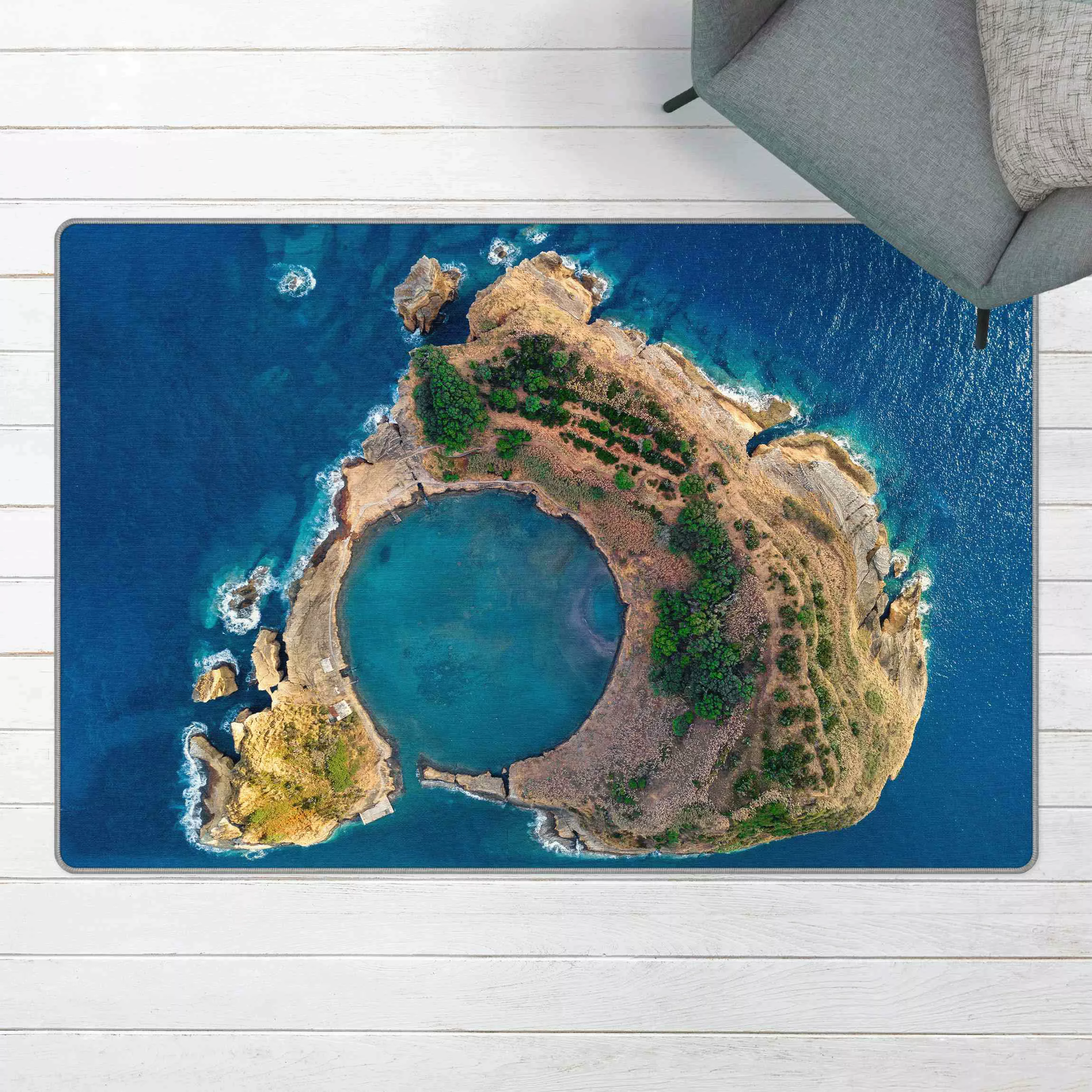 Teppich Luftbild - Die Insel Vila Franca do Campo günstig online kaufen