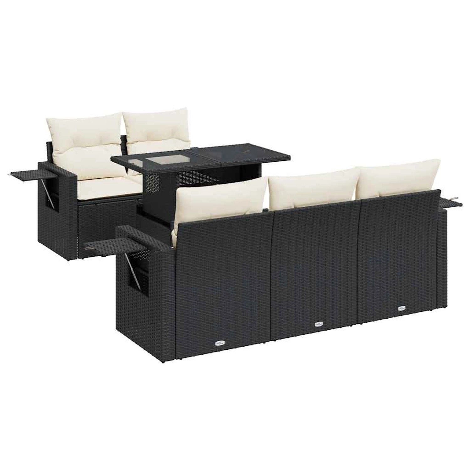 vidaXL 6-Tlg Garten-Sofagarnitur mit Kissen Schwarz Poly Rattan 3326407 günstig online kaufen