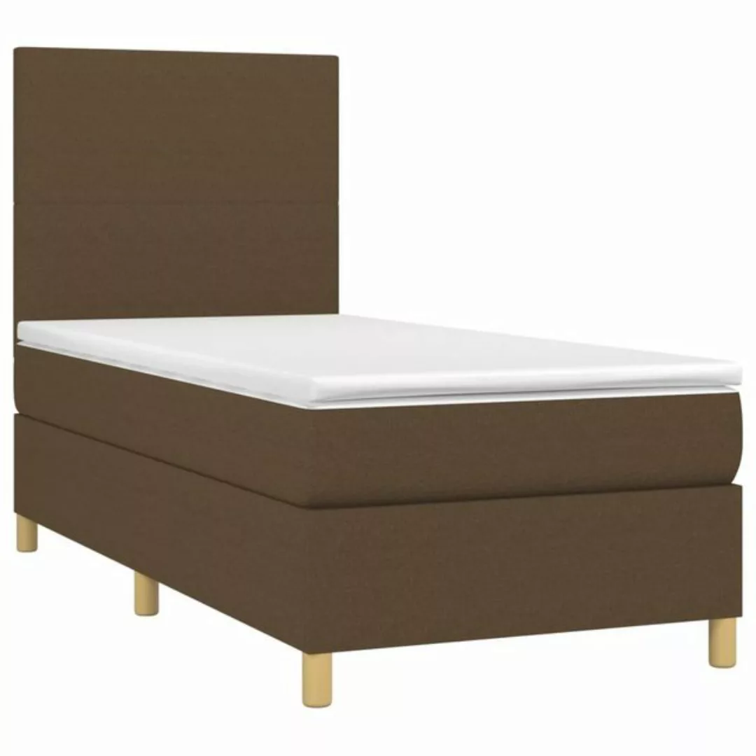 vidaXL Bett Boxspringbett mit Matratze & LED Dunkelbraun 80x200 cm Stoff günstig online kaufen