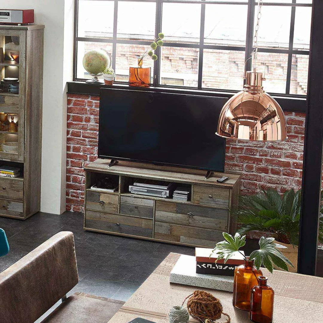 TV Unterschrank in Treibholz Dekor 130 cm breit günstig online kaufen