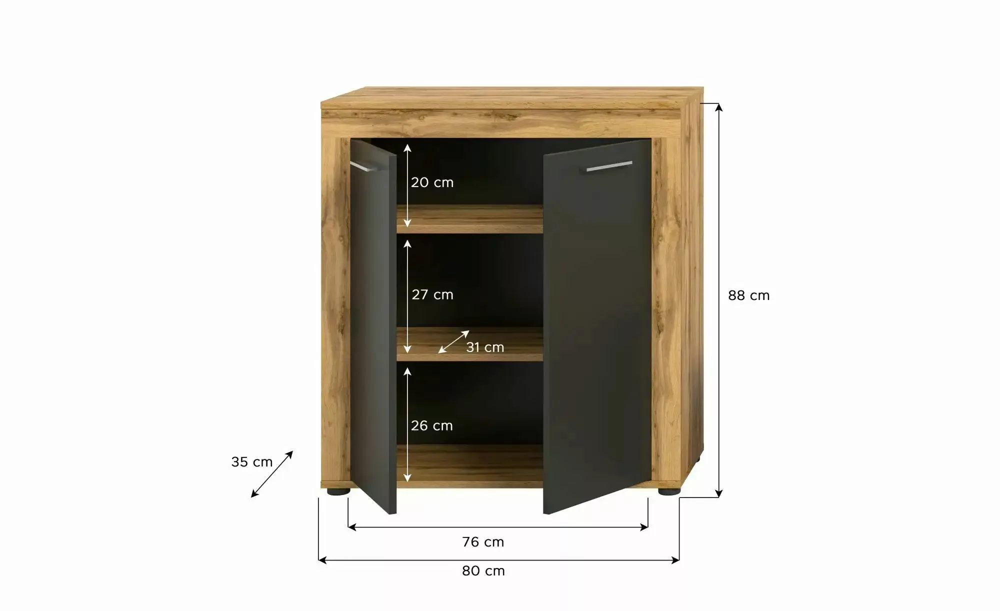 Highboard  Bardenas ¦ holzfarben ¦ Maße (cm): B: 80 H: 88 Kommoden & Sidebo günstig online kaufen