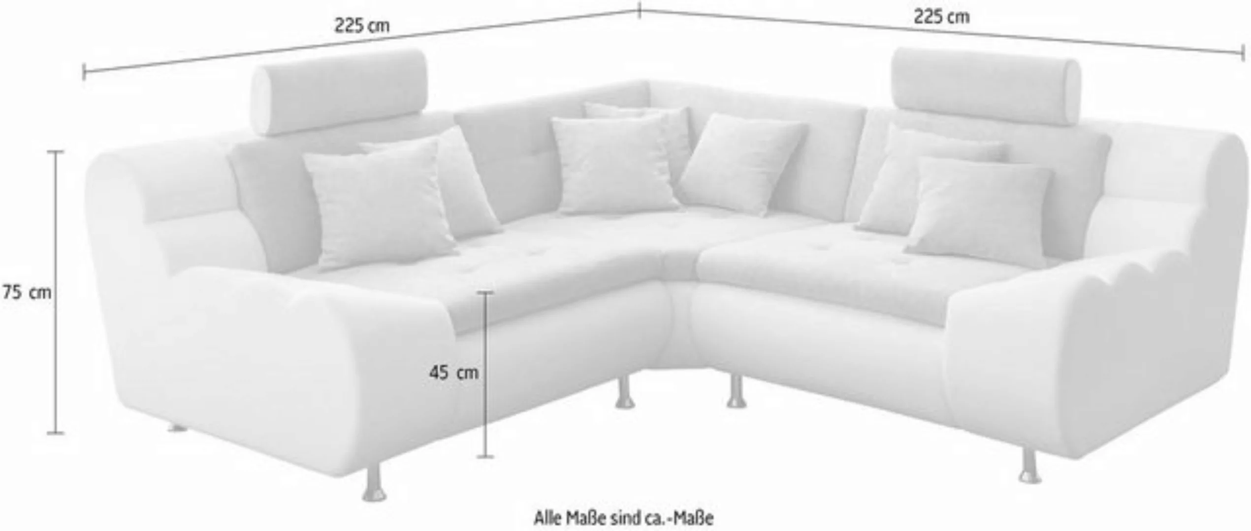 Trends by HG Ecksofa "Lounge L-Form", mit Kopfstützen und Metallfuß, frei i günstig online kaufen