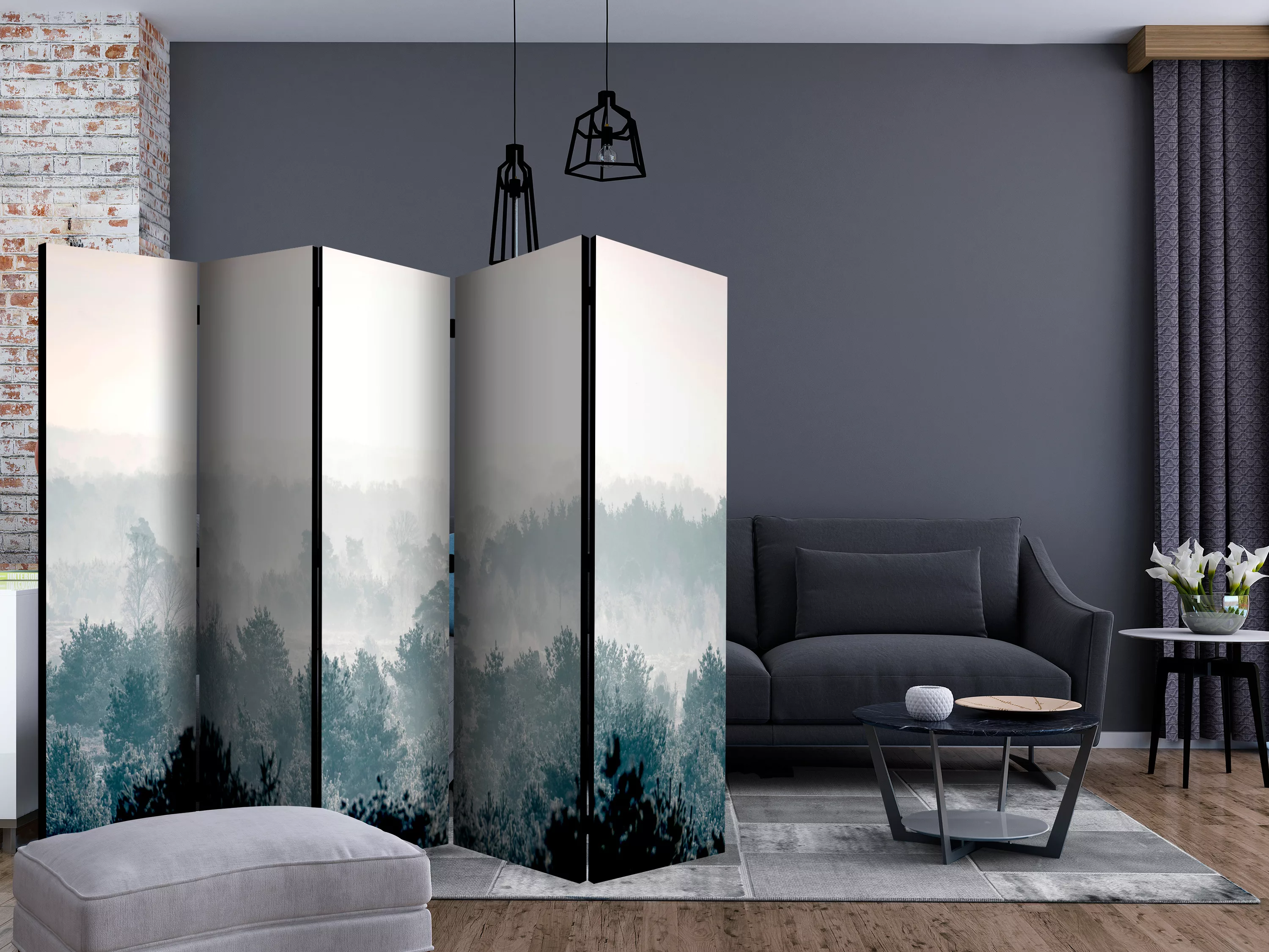 5-teiliges Paravent - Winter Forest Ii [room Dividers] günstig online kaufen