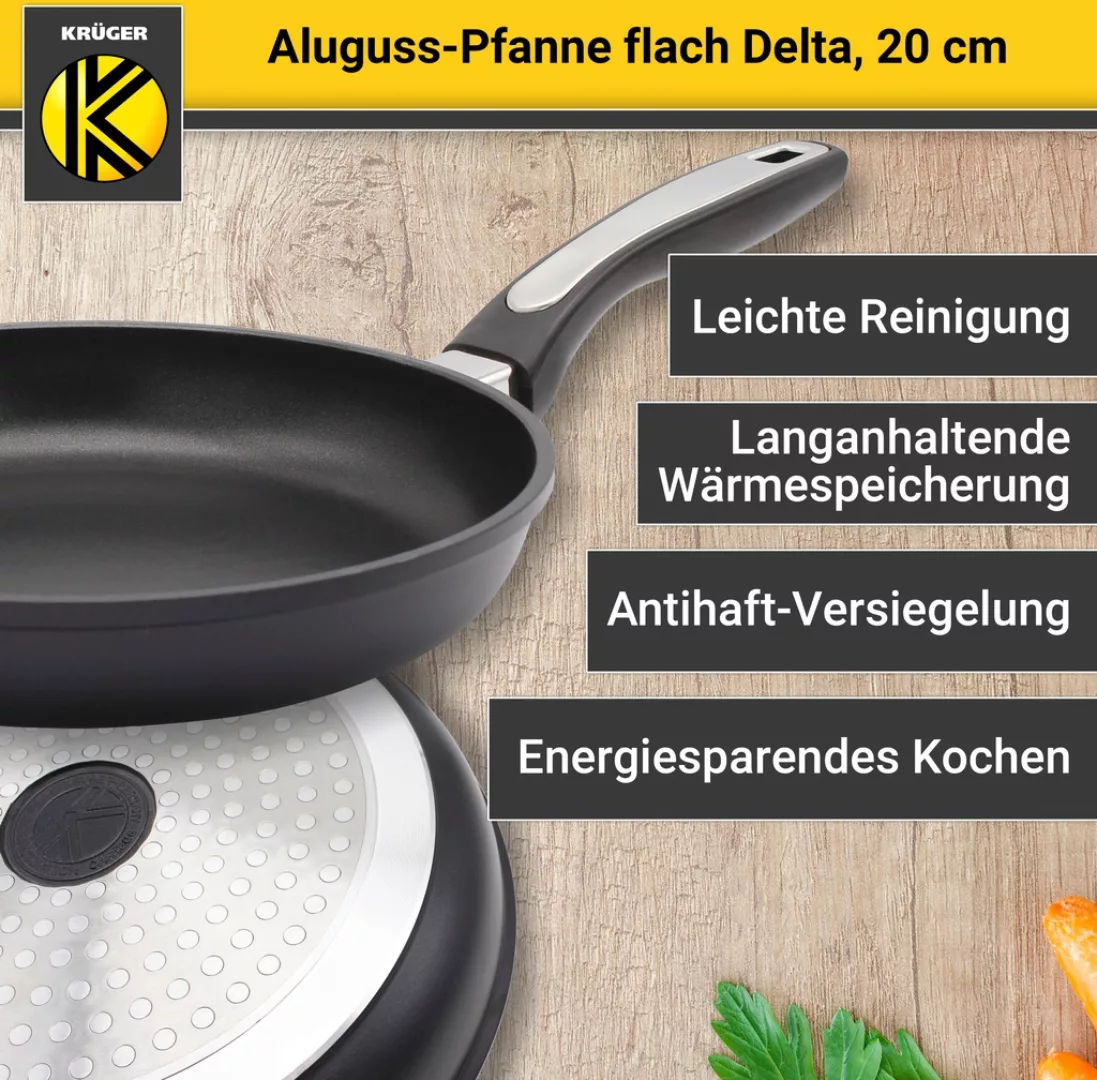 Krüger Bratpfanne »Aluguss Pfanne flach DELTA«, Aluminiumguss, (1 tlg.), fü günstig online kaufen