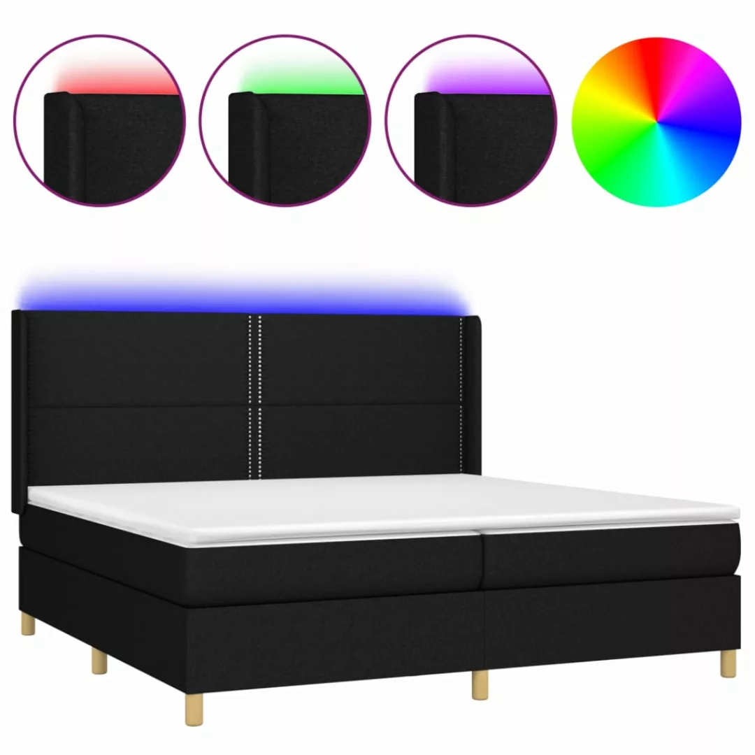 Vidaxl Boxspringbett Mit Matratze & Led Schwarz 200x200 Cm Stoff günstig online kaufen