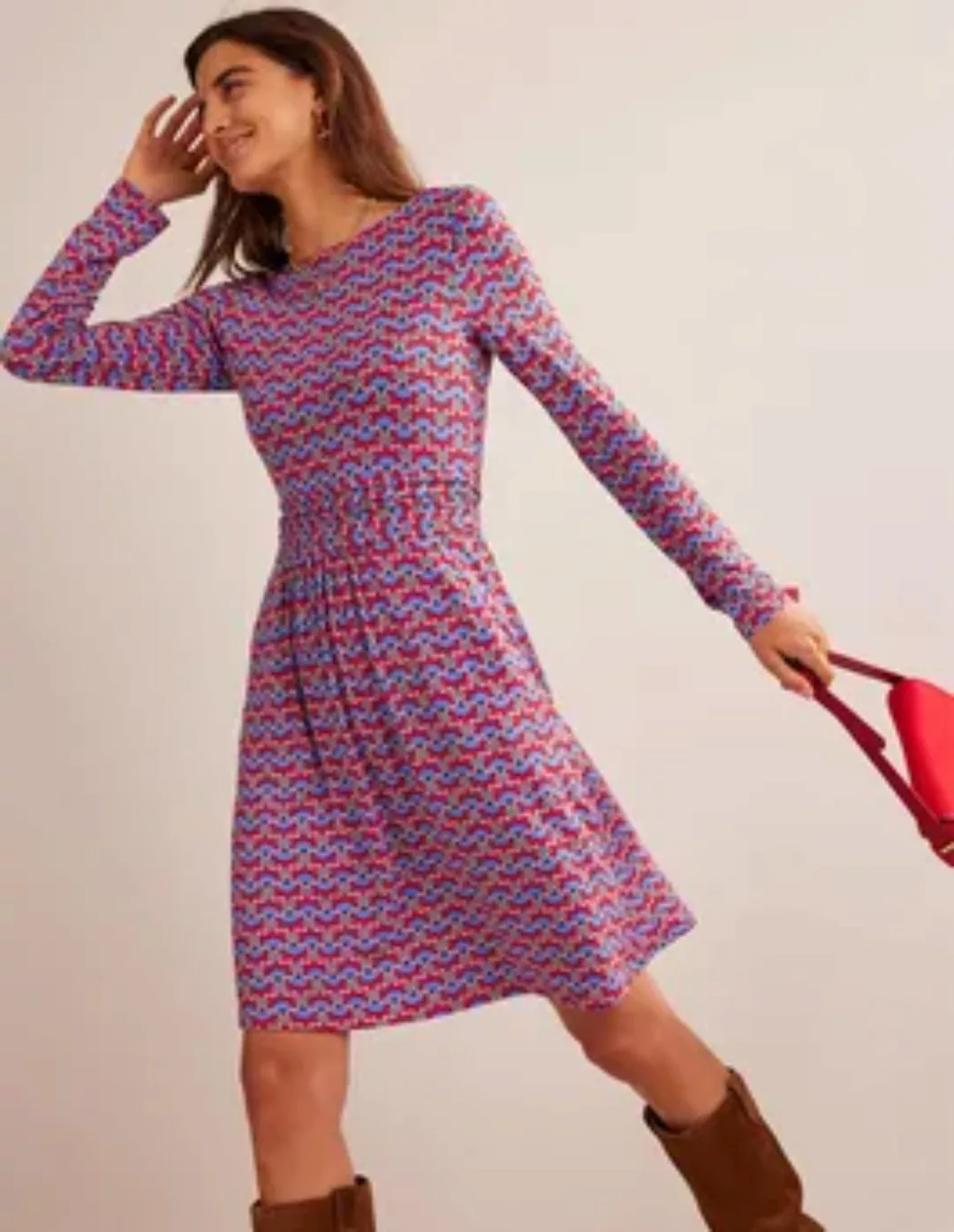Abigail Jersey-Kleid Damen Boden, Pepperoni, Geo Blütenblätter günstig online kaufen