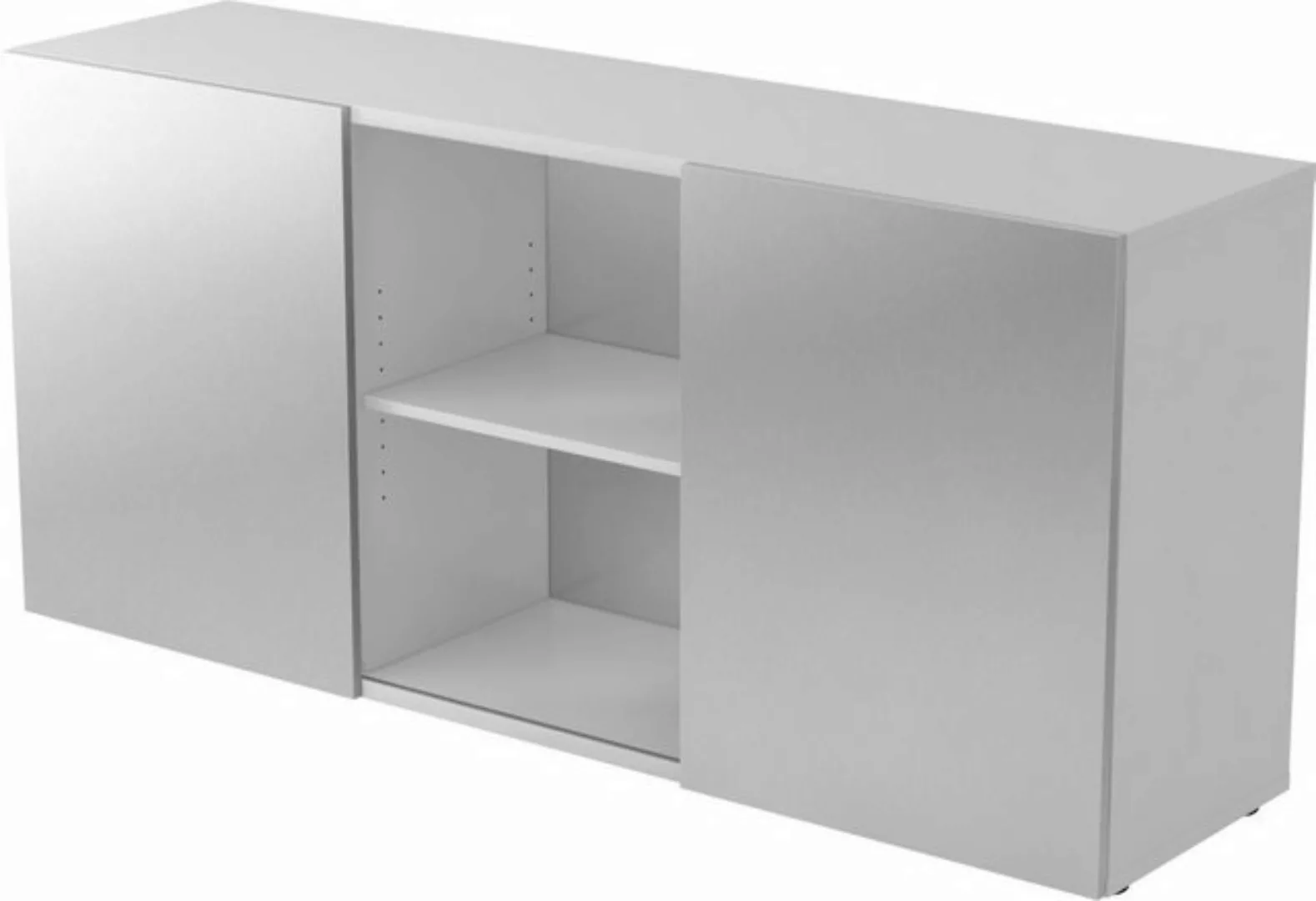 Aktenschrank Sideboard 2 OH BxTXH 160x42x74,8cm Schiebetüren Grau/Silber günstig online kaufen