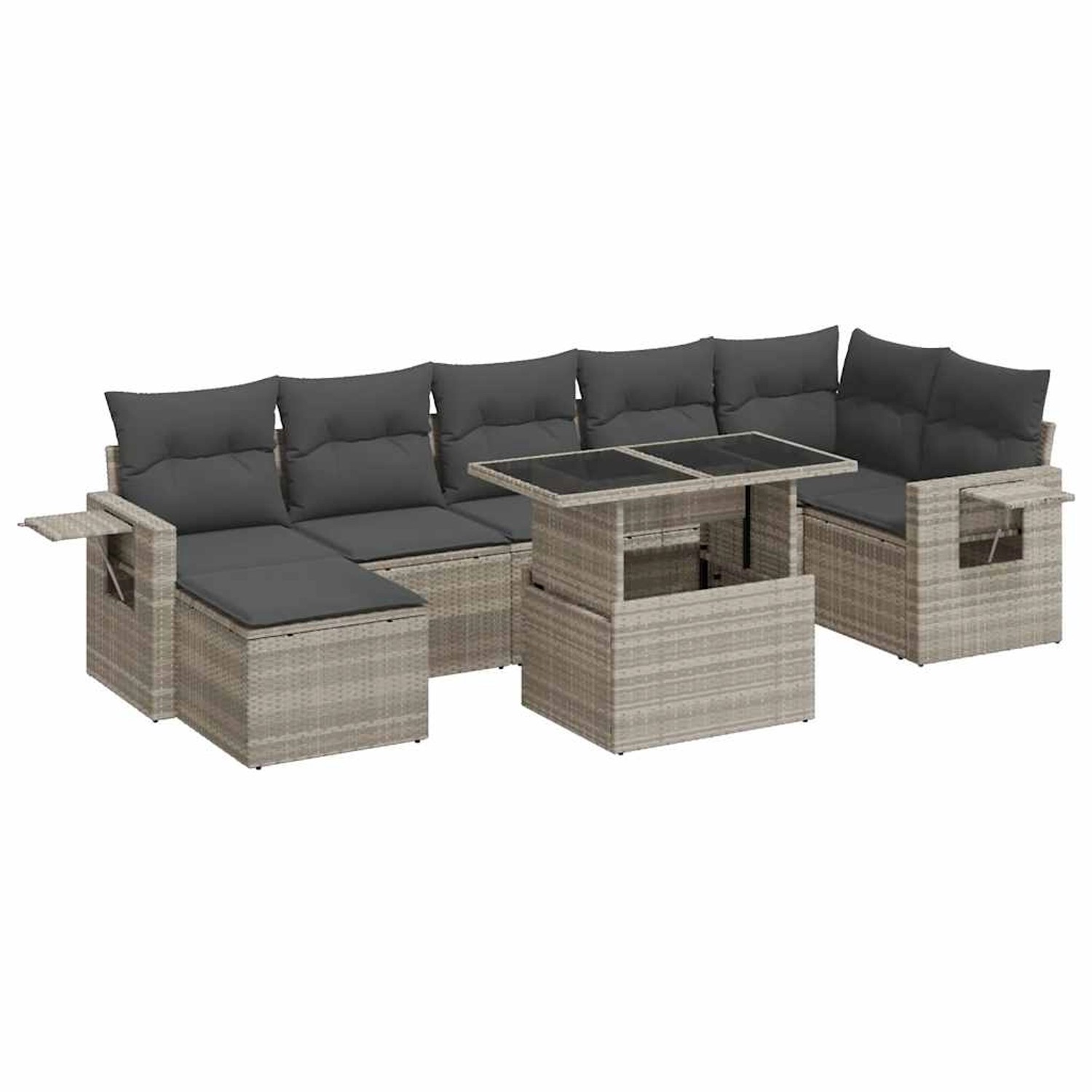 vidaXL 8-Tlg Garten-Sofagarnitur mit Kissen Hellgrau Poly Rattan 3326523 günstig online kaufen
