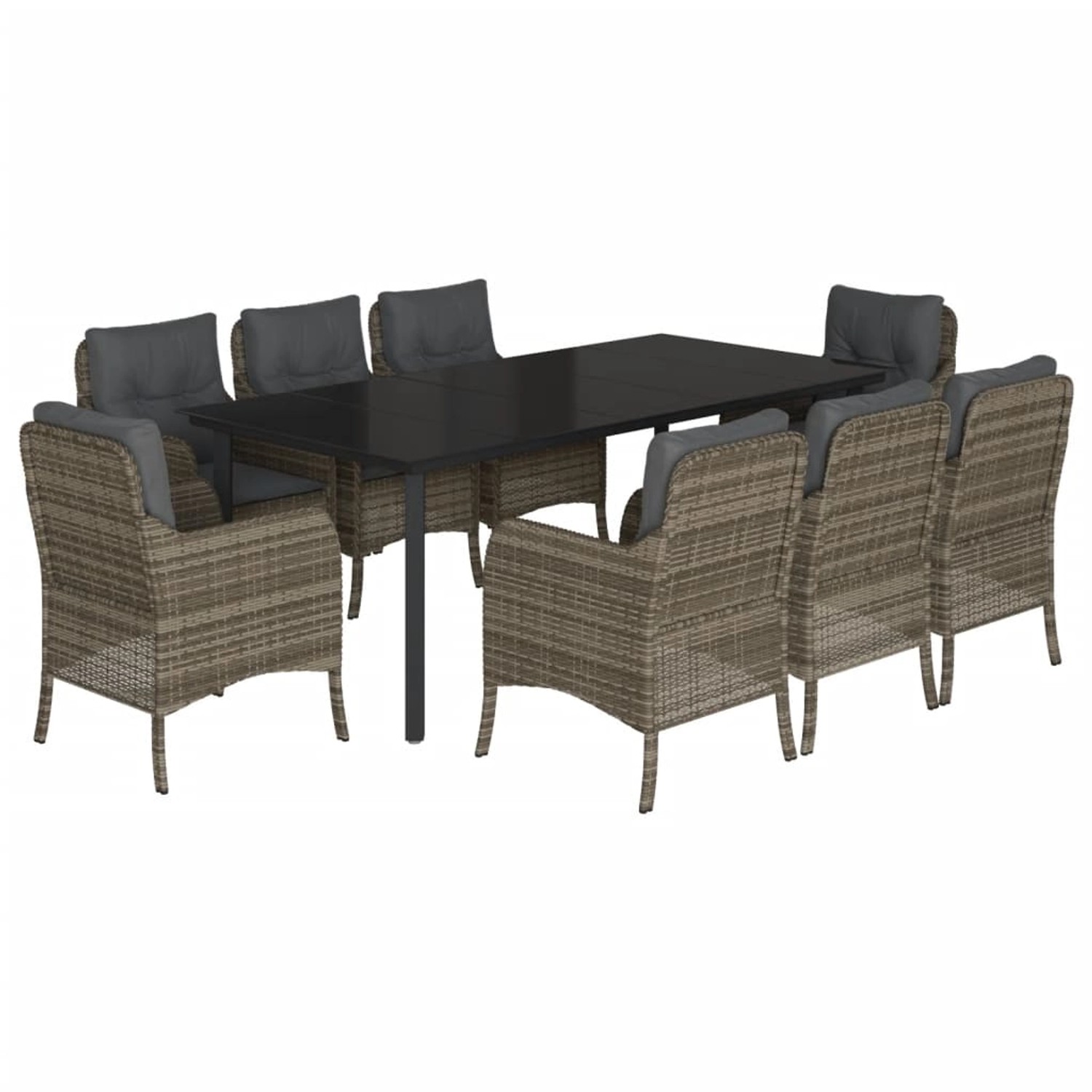 vidaXL 9-Tlg Garten-Essgruppe mit Kissen Grau Poly Rattan 3211961 günstig online kaufen