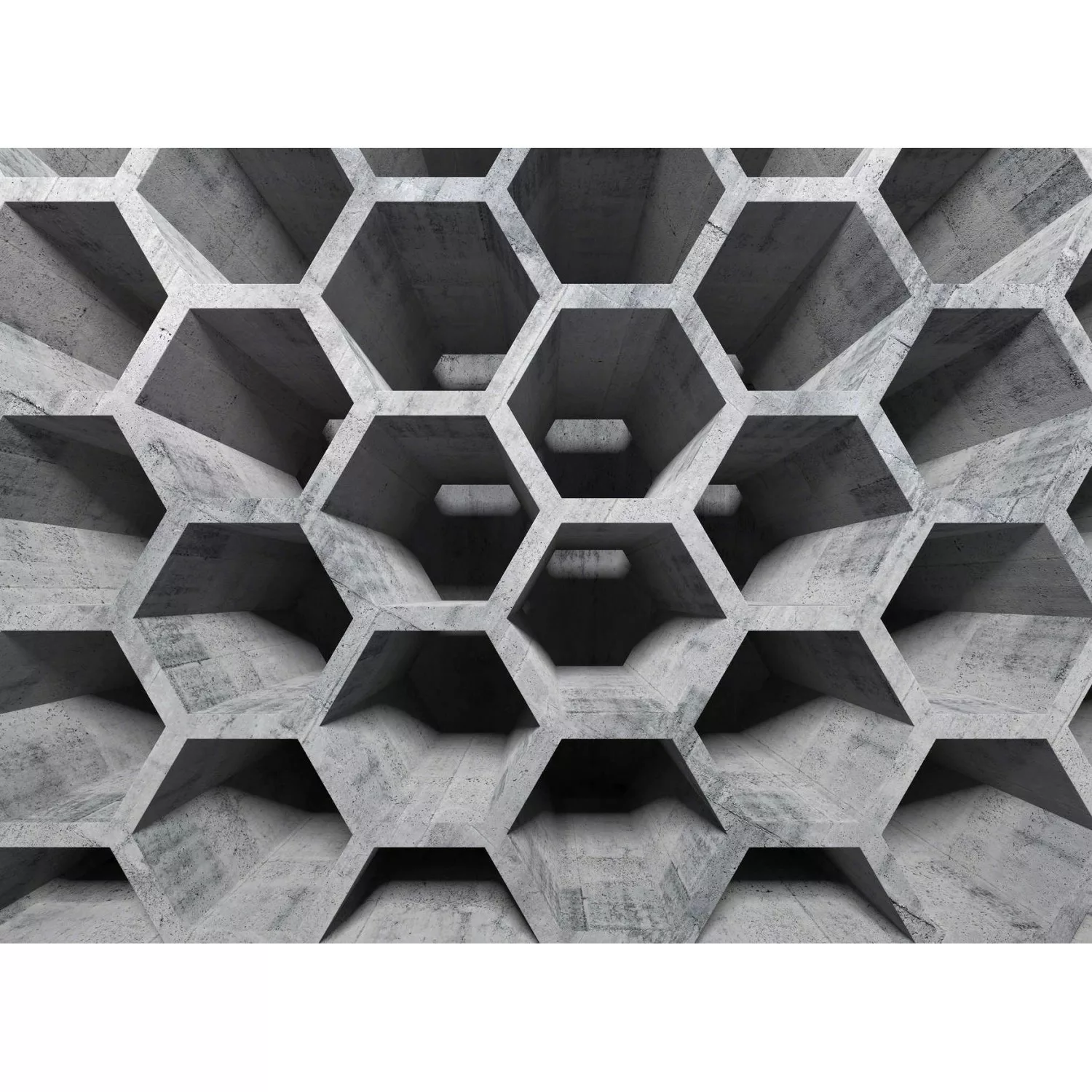 Fototapete Hexagon Muster 3D Effekt Grau Schwarz 3,50 m x 2,55 m FSC® günstig online kaufen