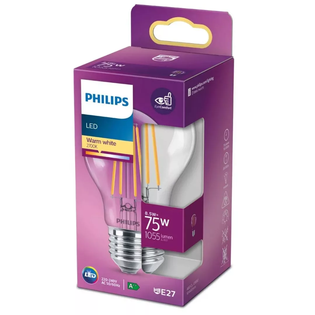 Philips LED Filament Lampe ersetzt 75W E27 Birne - A60 8,5W 1055lm 2700K Ei günstig online kaufen