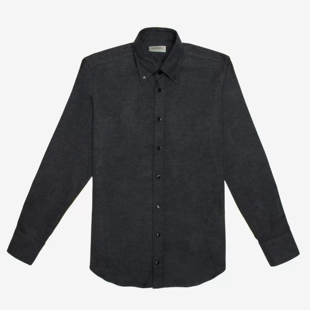 Hemd  einfarbig  schwarz flanell oxford doppelt gezwirnt, kragenform  butto günstig online kaufen