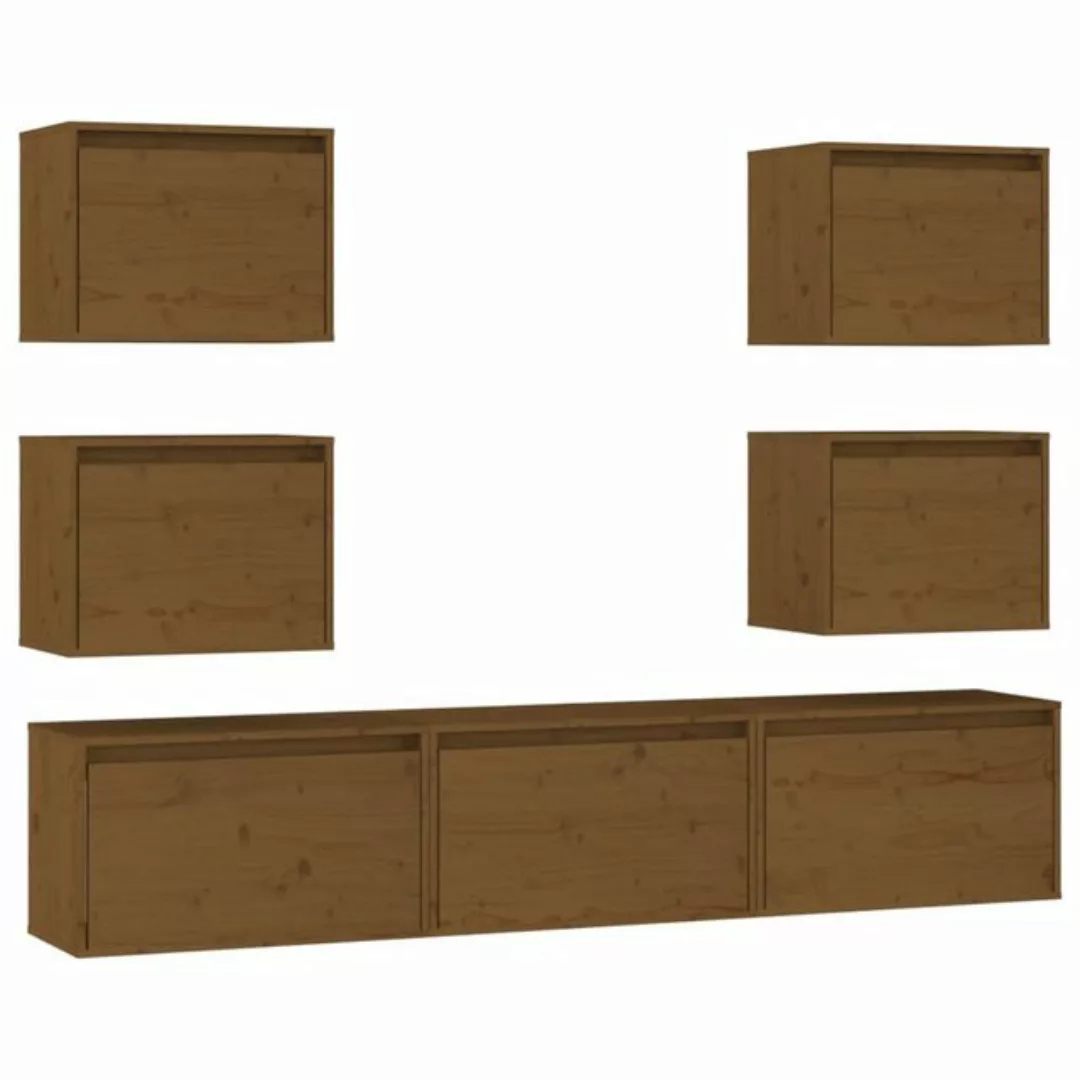 vidaXL TV-Schrank TV-Schränke 7 Stk Honigbraun Massivholz Kiefer Lowboard L günstig online kaufen