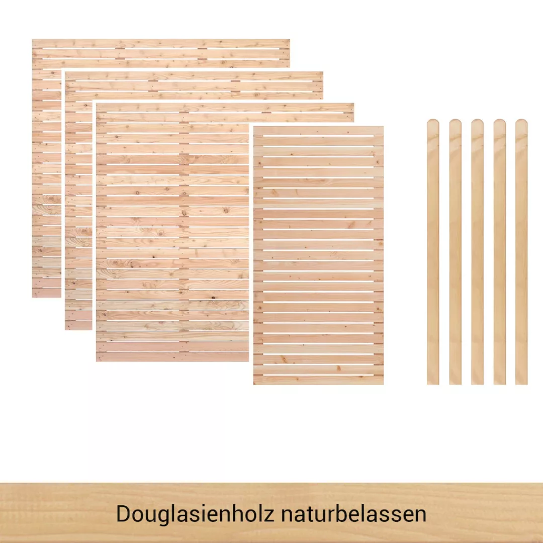 BM Massivholz Zaun "Kurt Set 3.1", 3 Elemente 180 x 180cm, 1 Element 90x180 günstig online kaufen