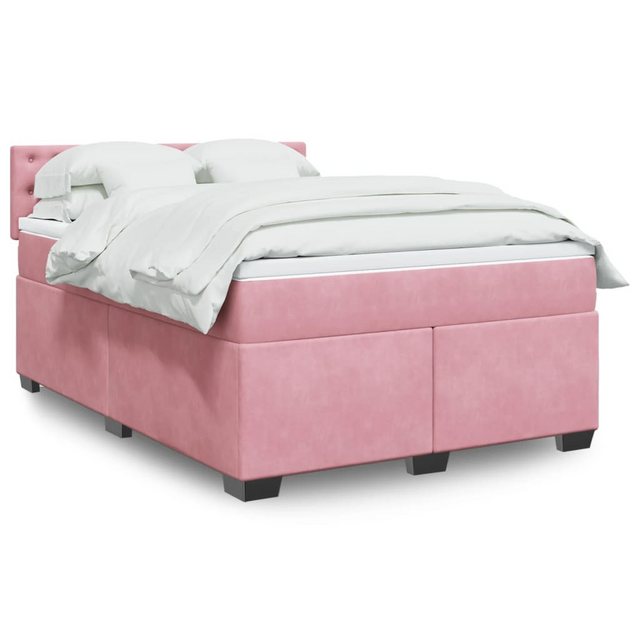 vidaXL Boxspringbett, Boxspringbett mit Matratze Rosa 160x200 cm Samt günstig online kaufen