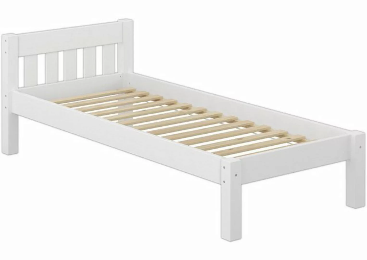 ERST-HOLZ Bett Gemütliches weißes Holzbett mit Sprossen 90x200 mit Rost, Ki günstig online kaufen
