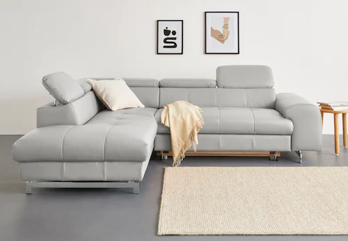 COTTA Ecksofa "Chef L-Form", mit Kopfteilverstellung, edle Metallkufen, wah günstig online kaufen