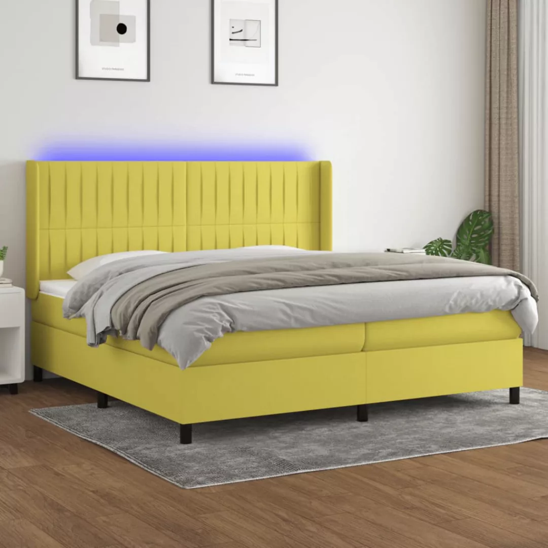 Vidaxl Boxspringbett Mit Matratze & Led Grün 200x200 Cm Stoff günstig online kaufen