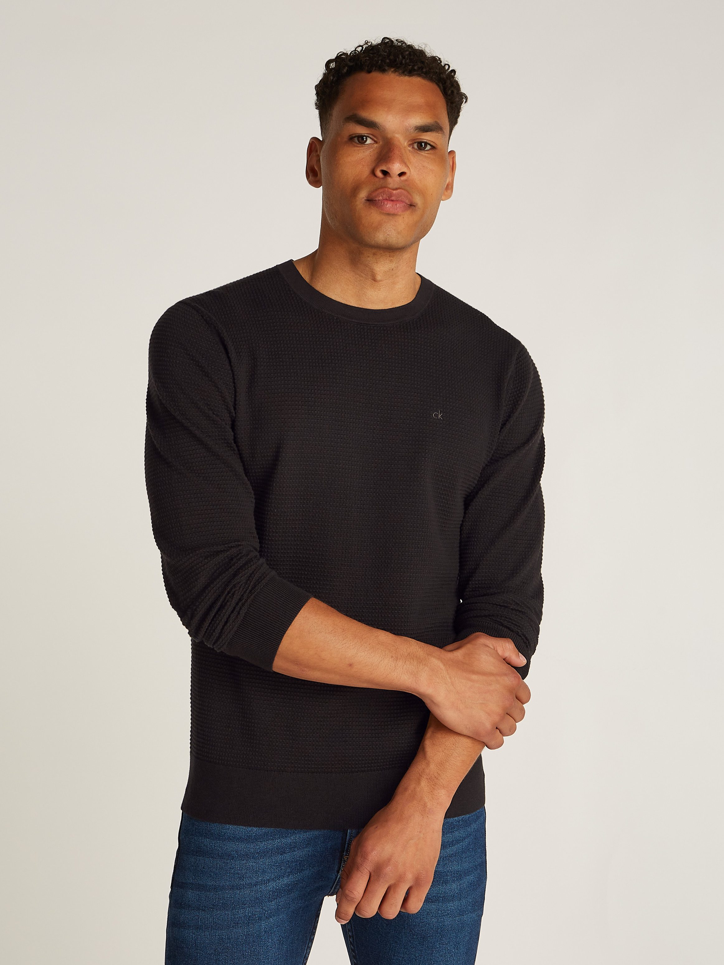 Calvin Klein Rundhalspullover WAFFLE TEXTURE CN günstig online kaufen