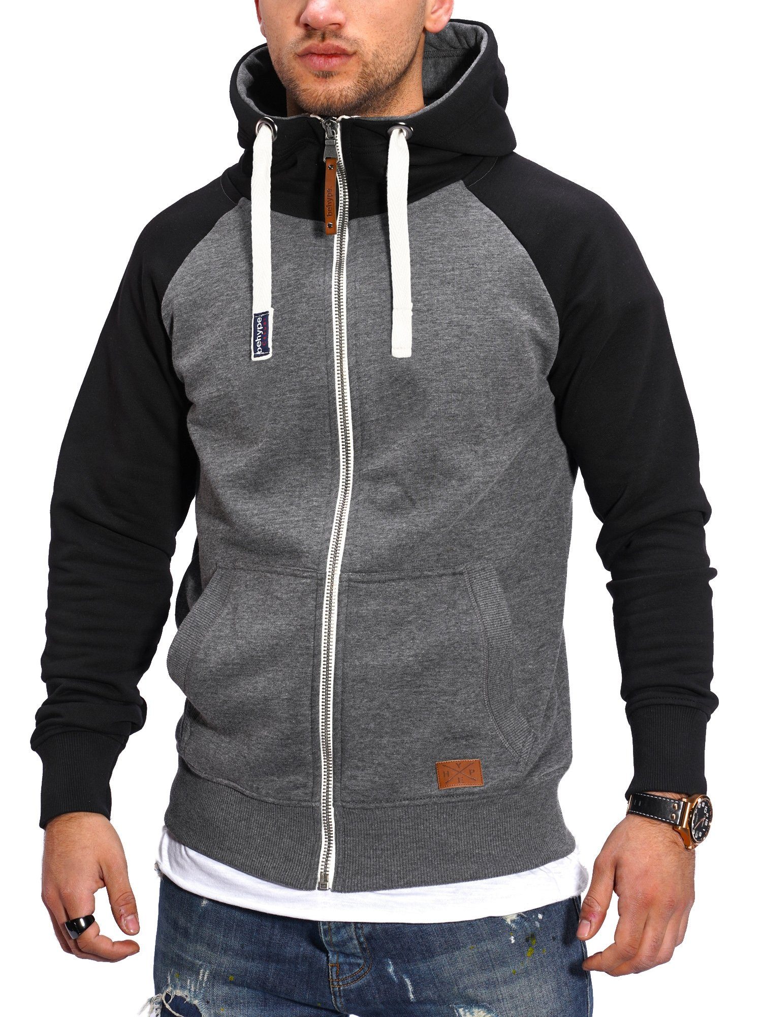 behype Kapuzensweatjacke BHSILA im Color-Block Stil günstig online kaufen