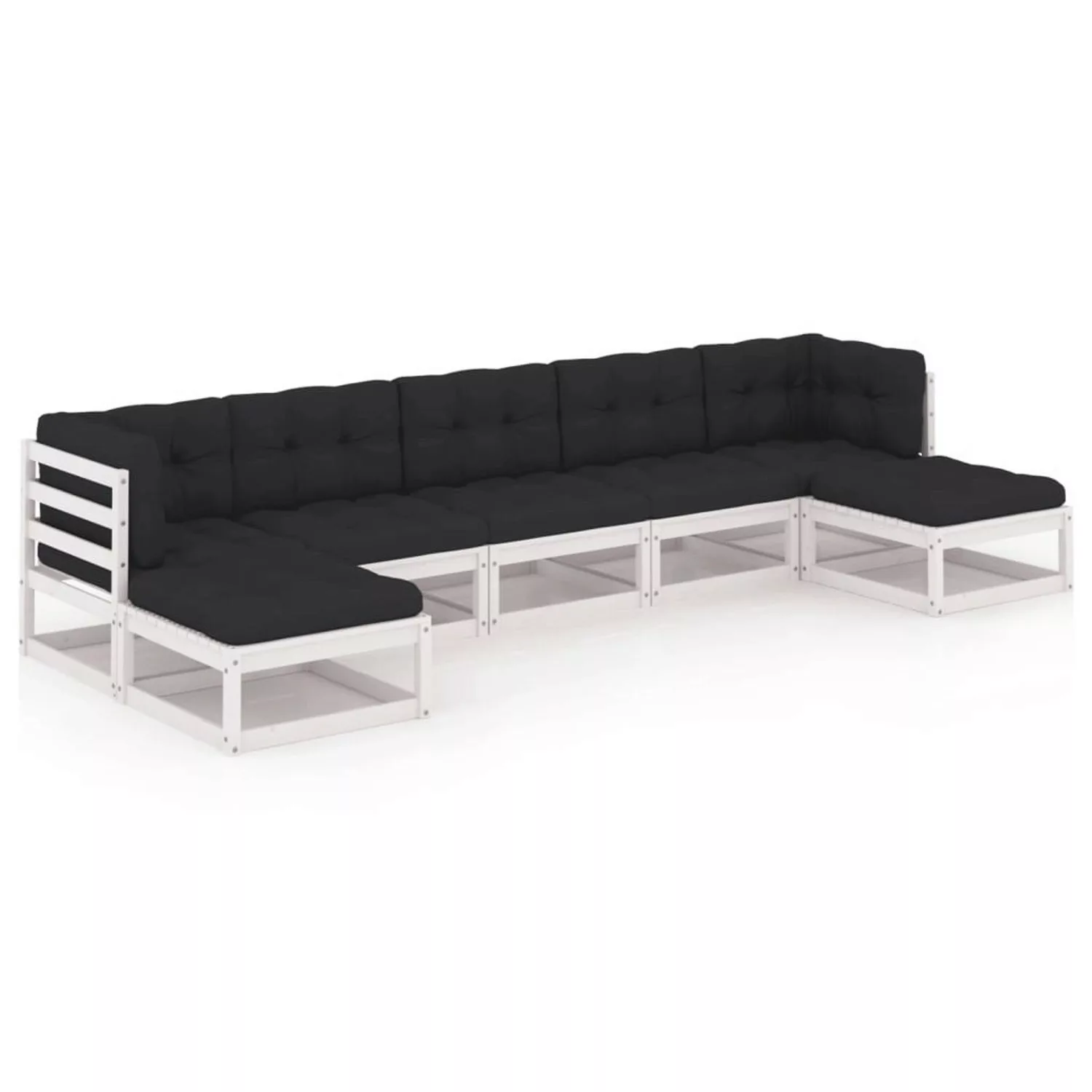 7-tlg. Garten-lounge-set Mit Kissen Weiß Kiefer Massivholz günstig online kaufen