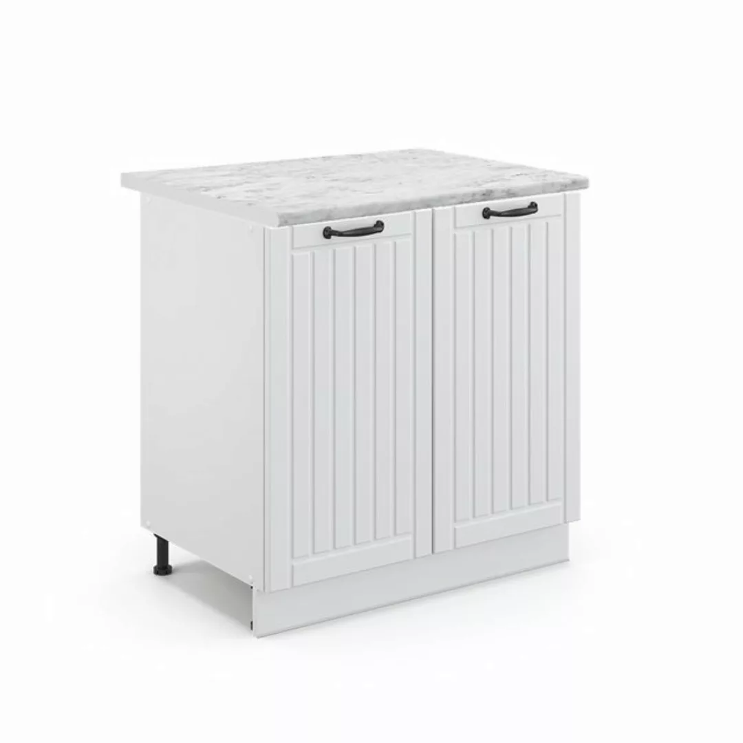 Vicco Spülenunterschrank Fame-Line, Weiß Landhaus/Weiß, 80 cm mit Regal, AP günstig online kaufen